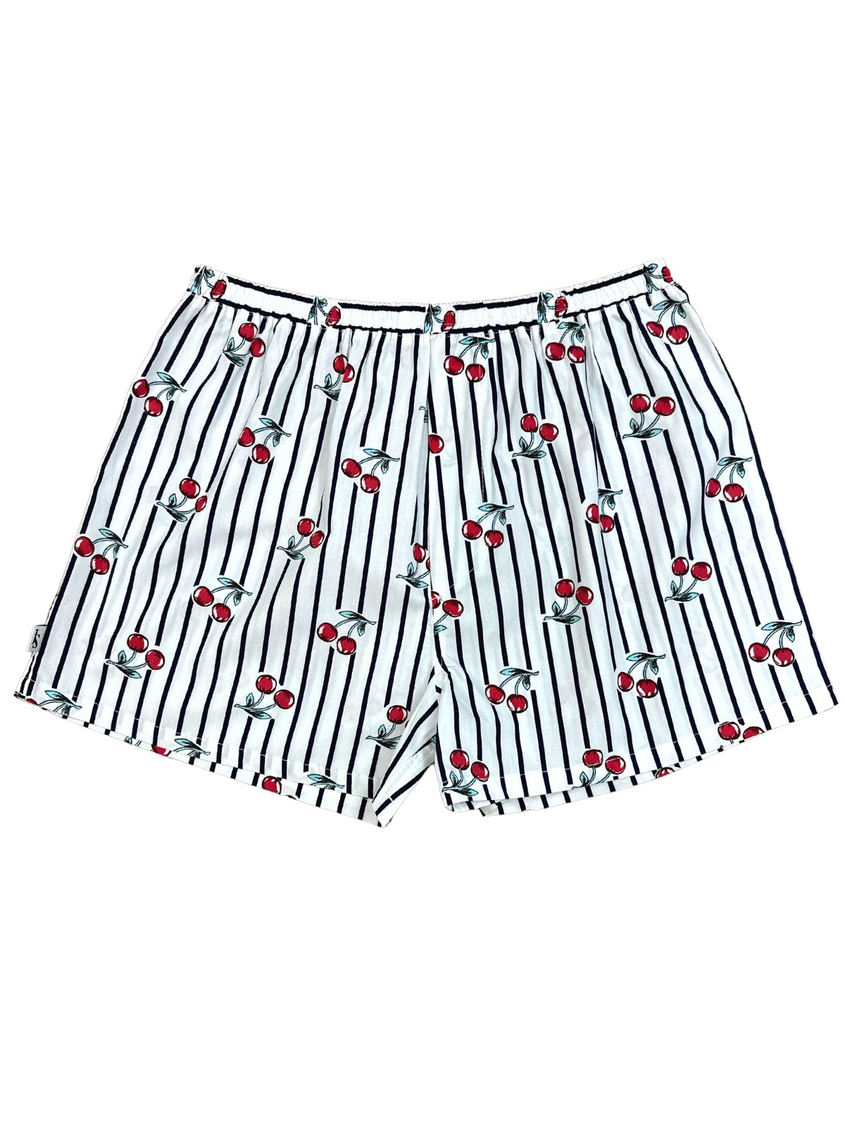 Cherry Stripe Cotton Boxer Short - White/Red