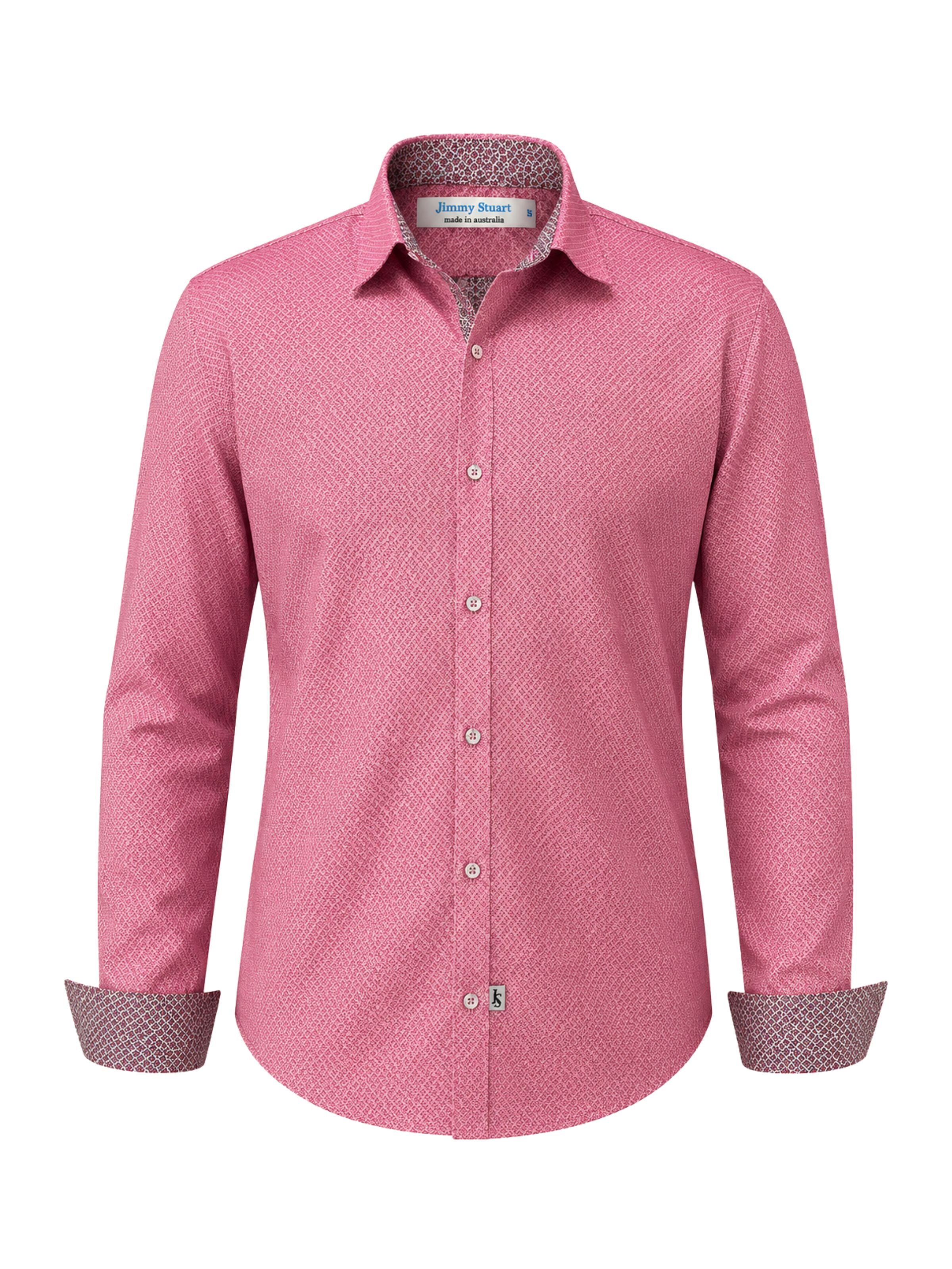 Cherry Geometric Cotton L/S Shirt - Red