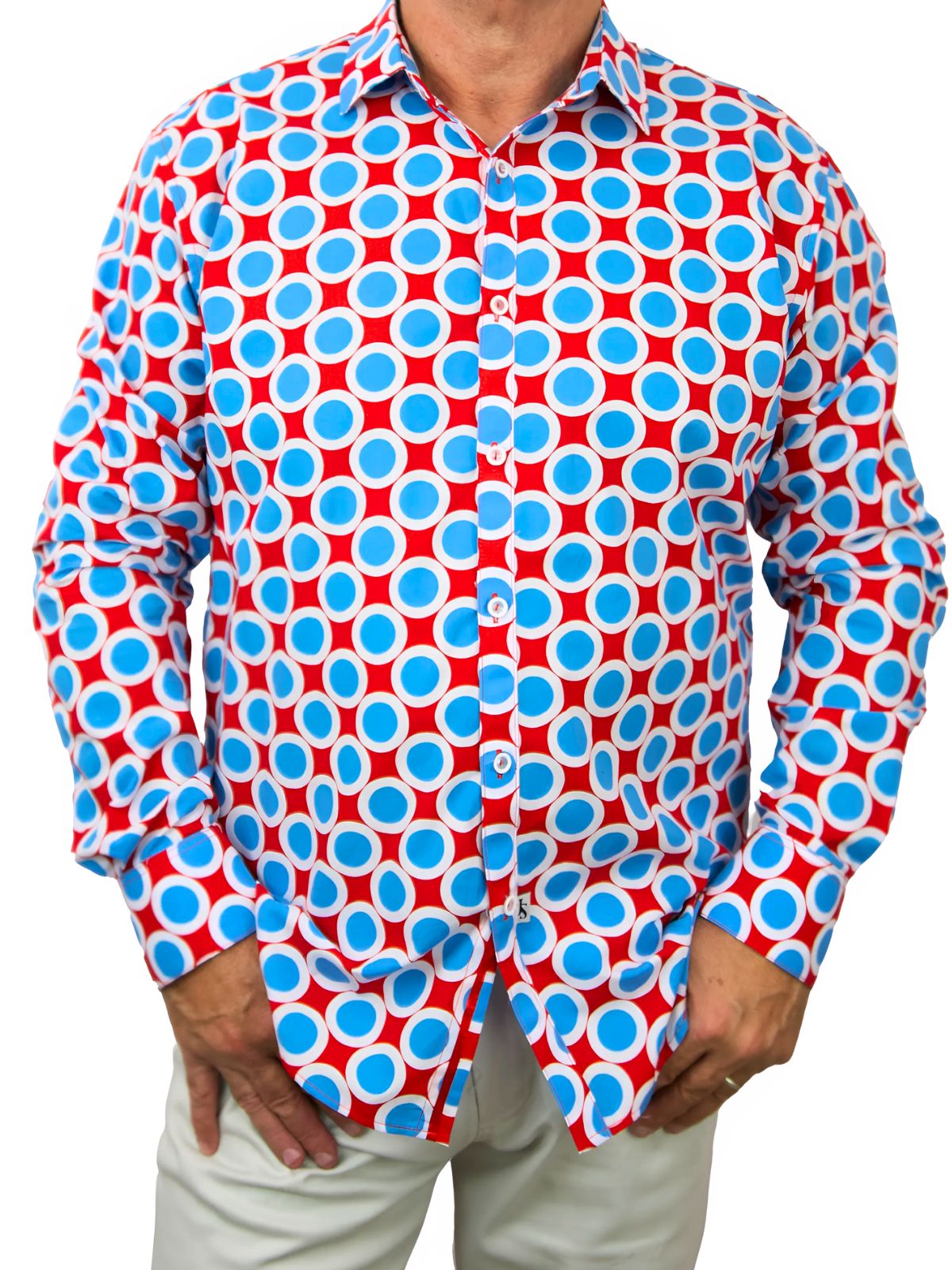 Circus Geometric Cotton L/S Big Mens Shirt - Red