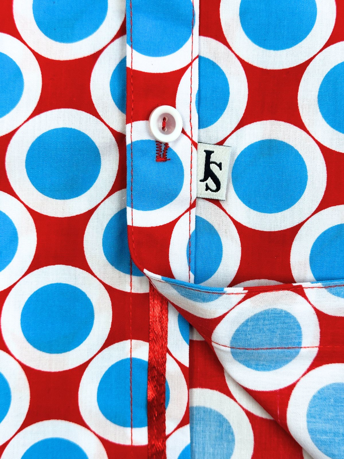 Circus Geometric Cotton L/S Big Mens Shirt - Red