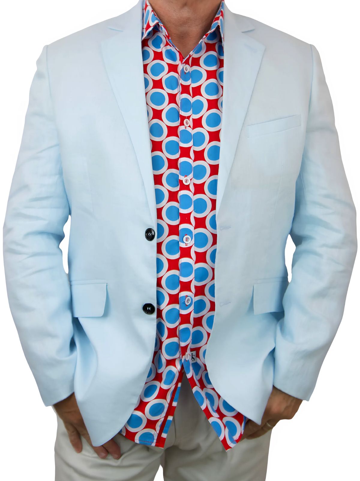Circus Geometric Cotton L/S Big Mens Shirt - Red