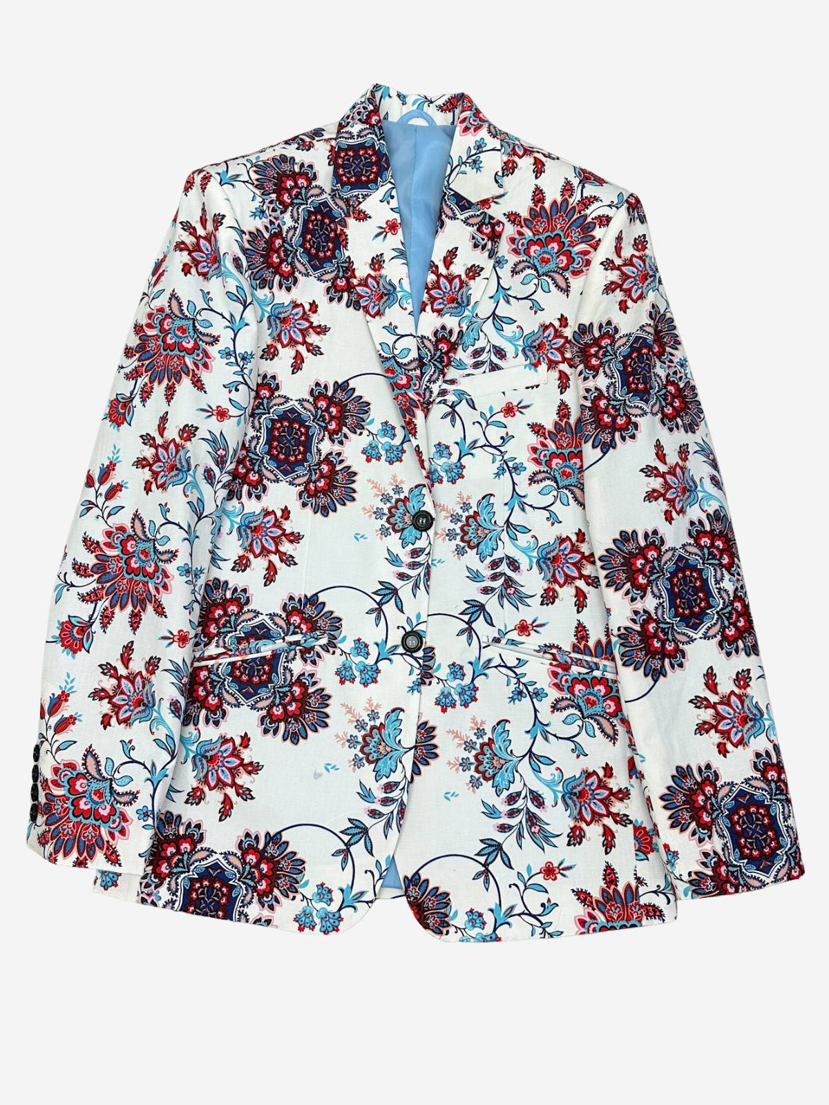 Corfu Floral Jacket - Red/Blue