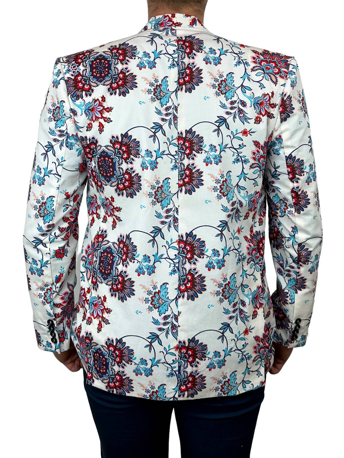 Corfu Floral Jacket - Red/Blue