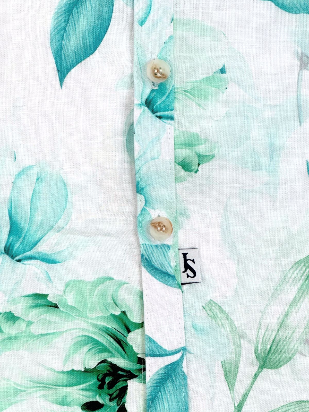 Desire Floral Linen L/S Shirt - Blue