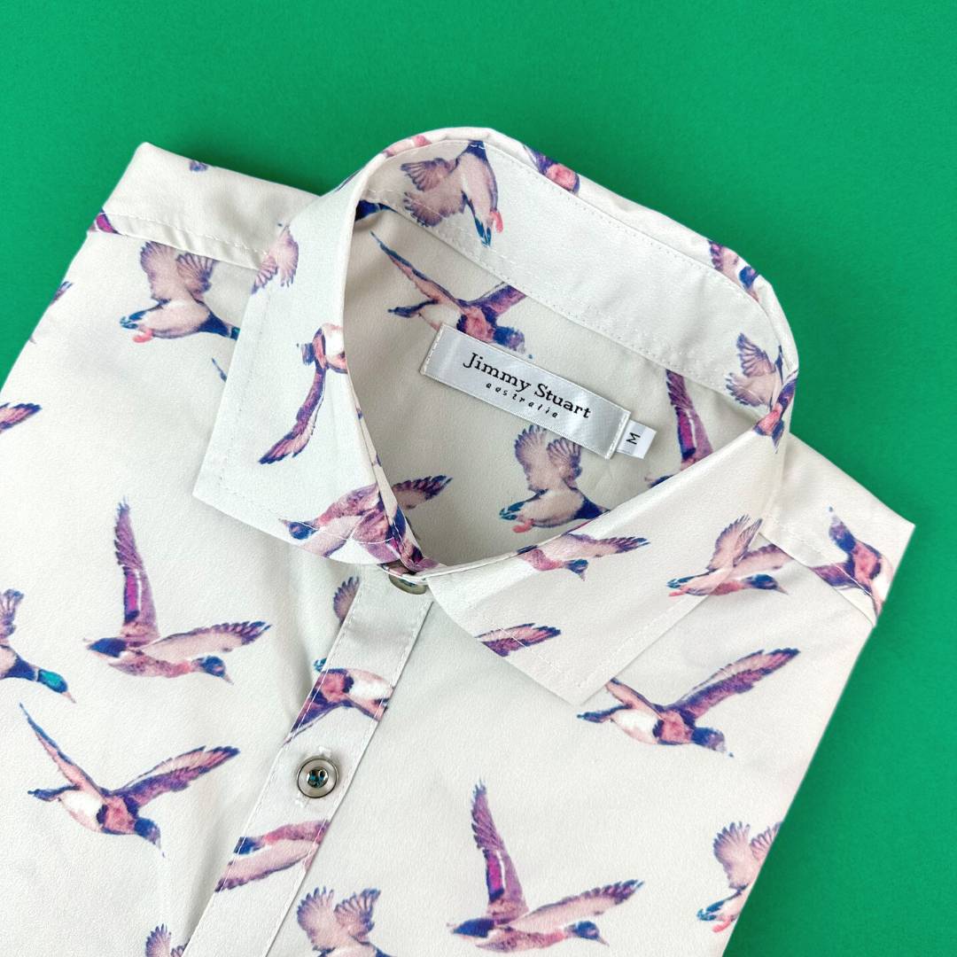 Ducks Abstract Cotton L/S Shirt - Beige