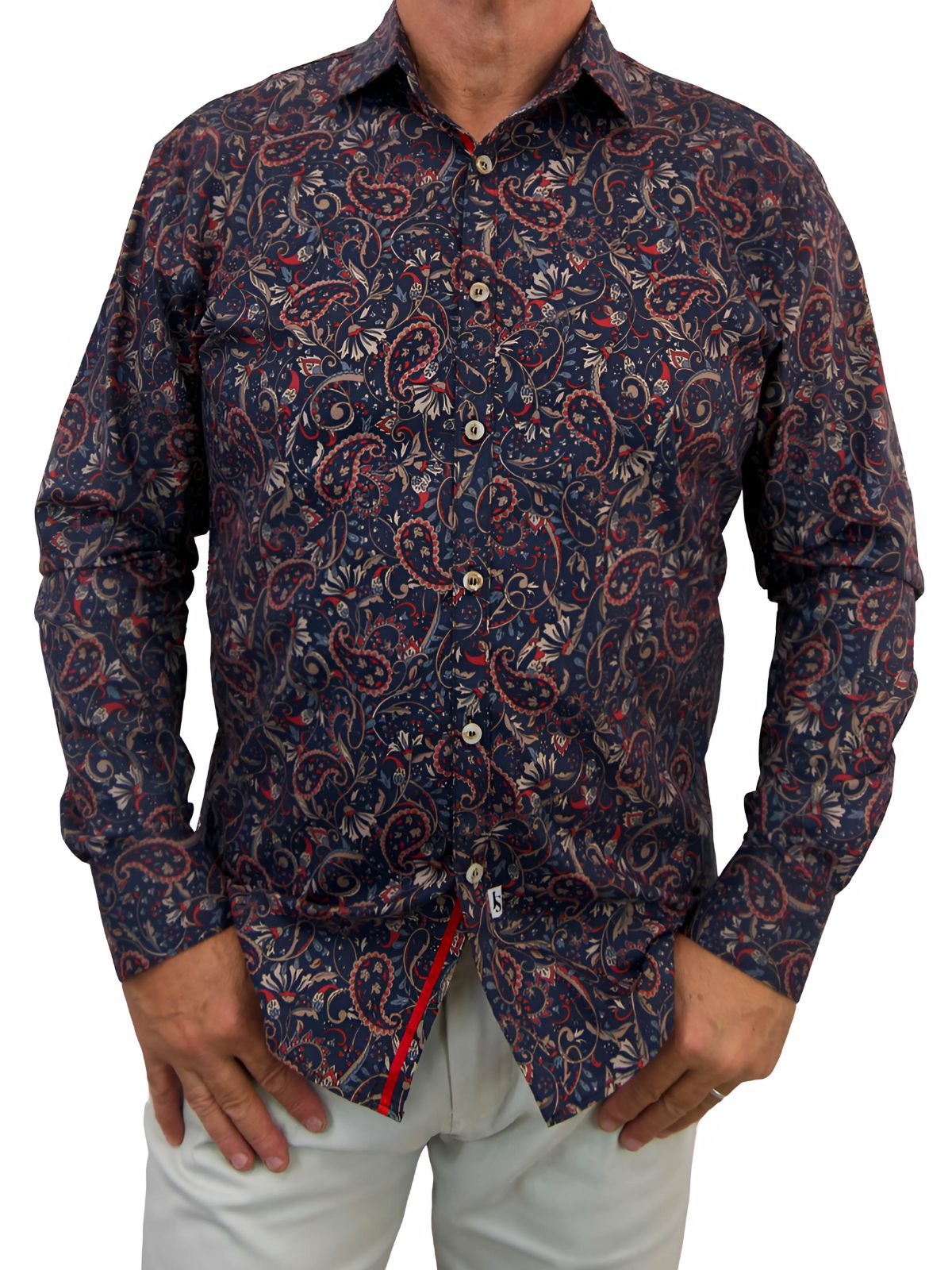 Earth Paisley Cotton L/S Shirt - Navy