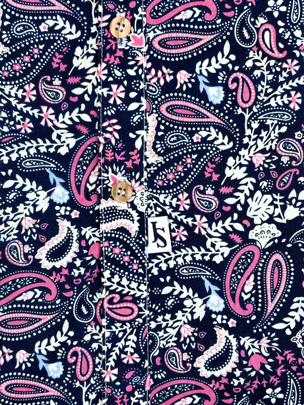 Eclipse Paisley Cotton L/S Big Mens Shirt – Navy/Pink