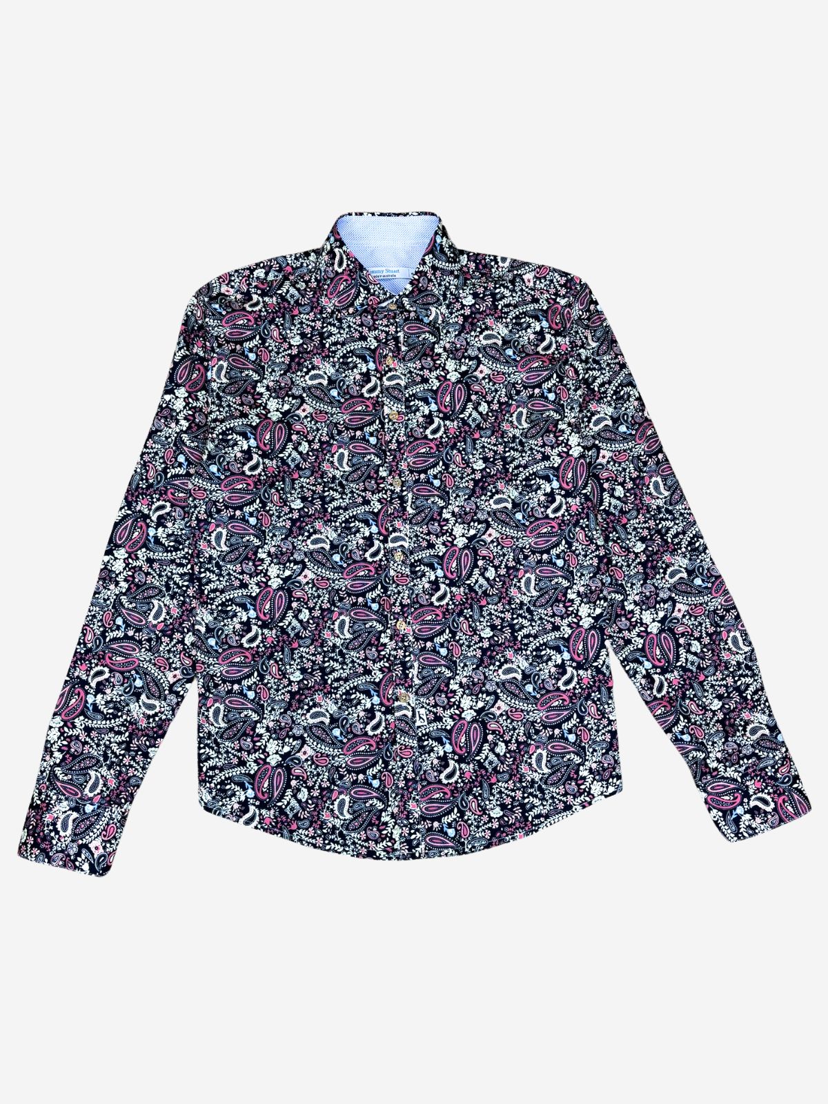 Eclipse Paisley Cotton L/S Big Mens Shirt – Navy/Pink