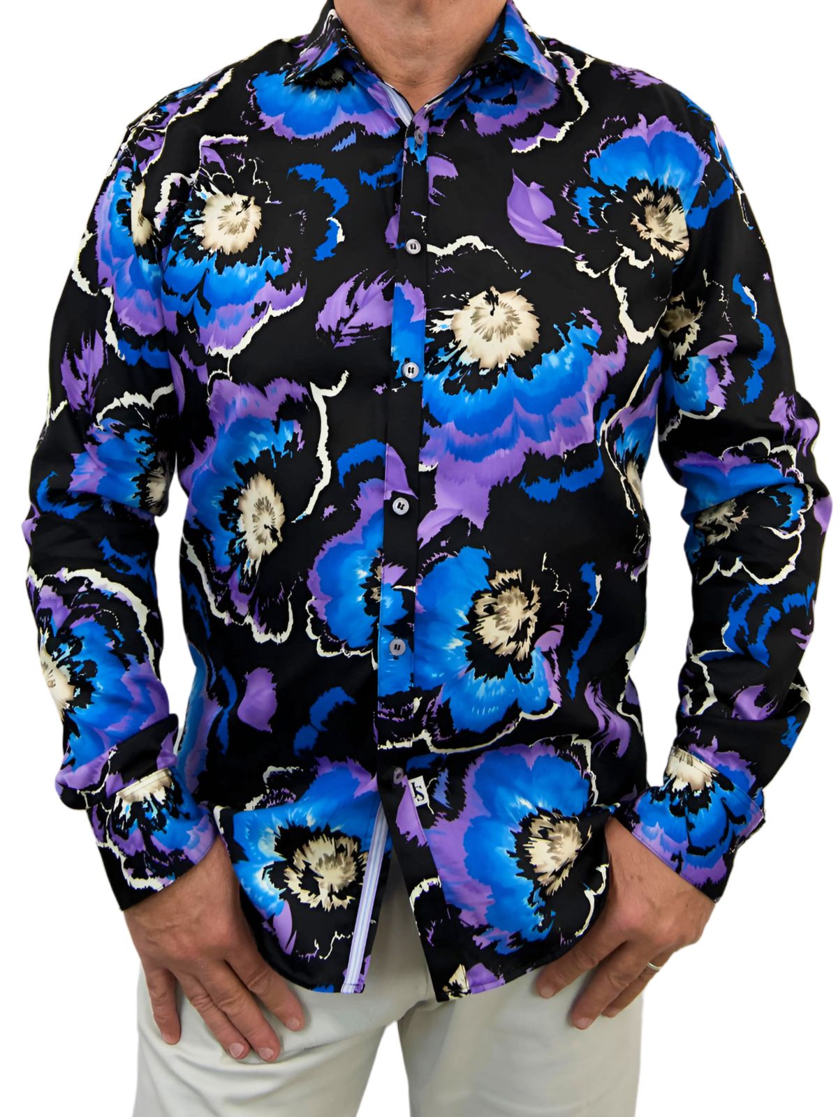 Explode Abstract Cotton L/S Big Mens Shirt – Purple