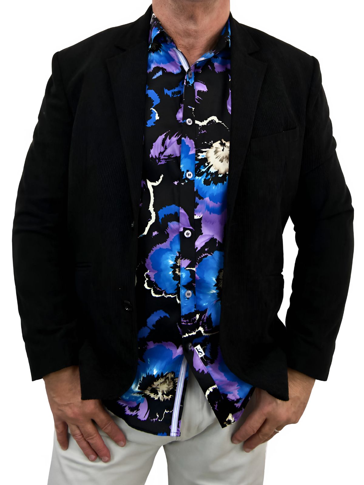 Explode Abstract Cotton L/S Big Mens Shirt – Purple