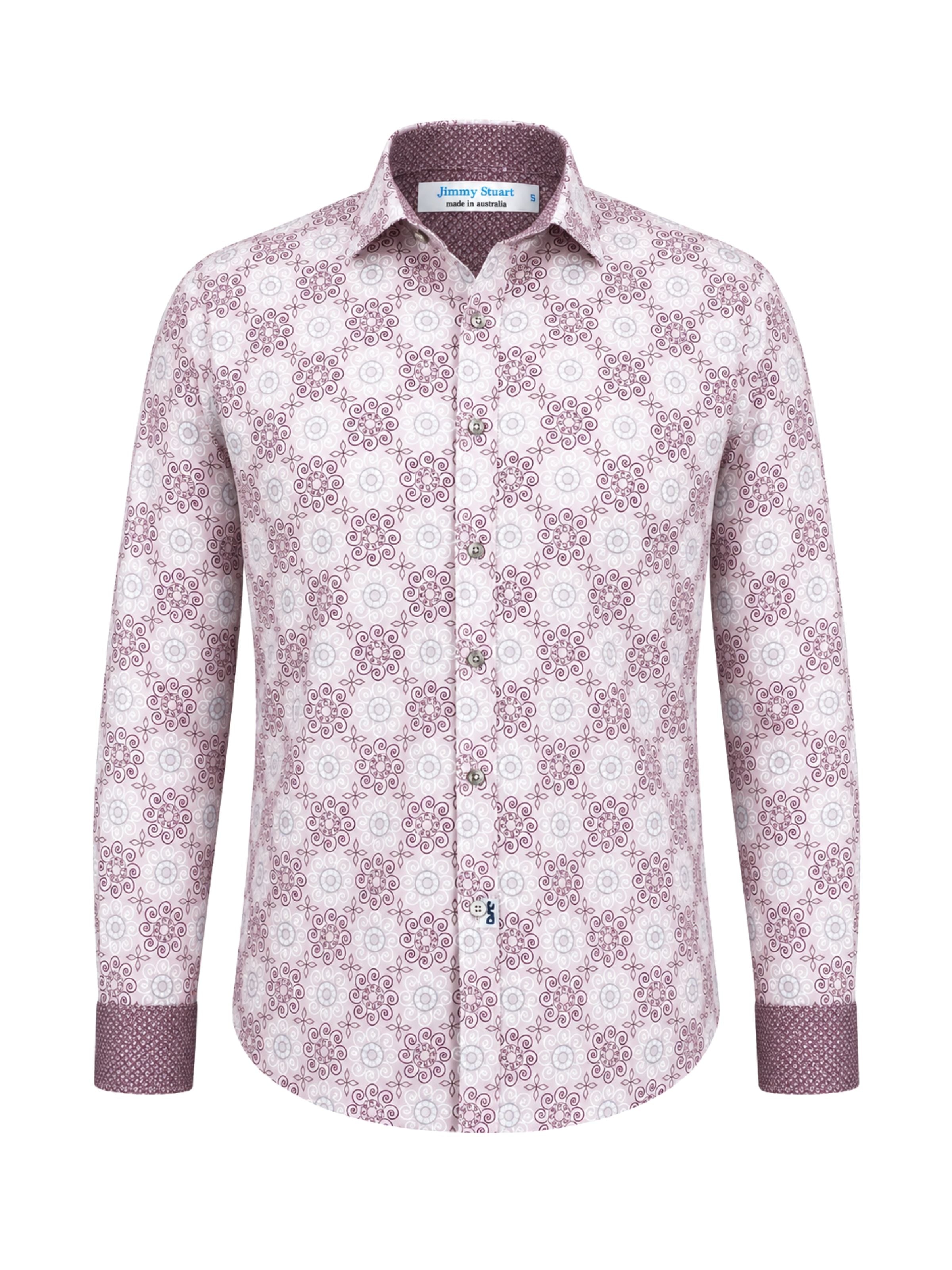 Fawkes Abstract Cotton L/S Shirt - Pink