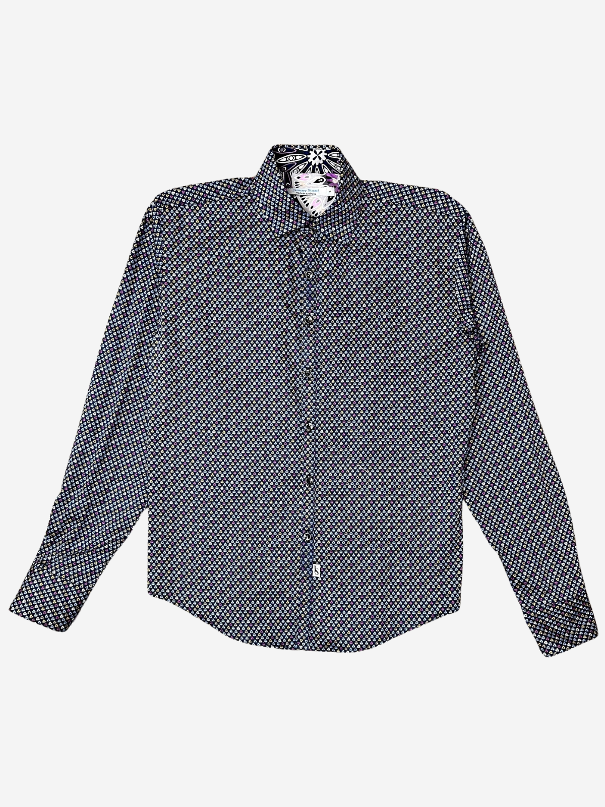 Flake Abstract Cotton L/S Shirt - Blue