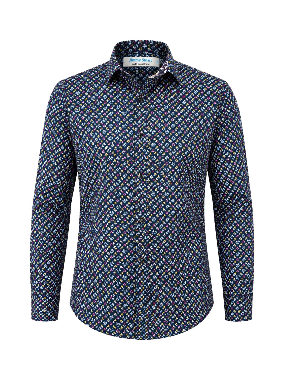 Flake Abstract Cotton L/S Shirt - Blue