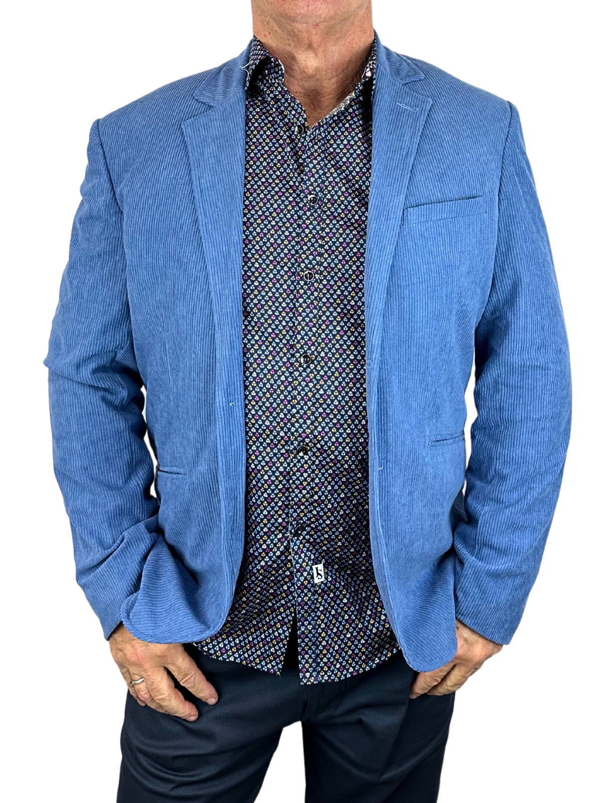 Flake Abstract Cotton L/S Shirt - Blue