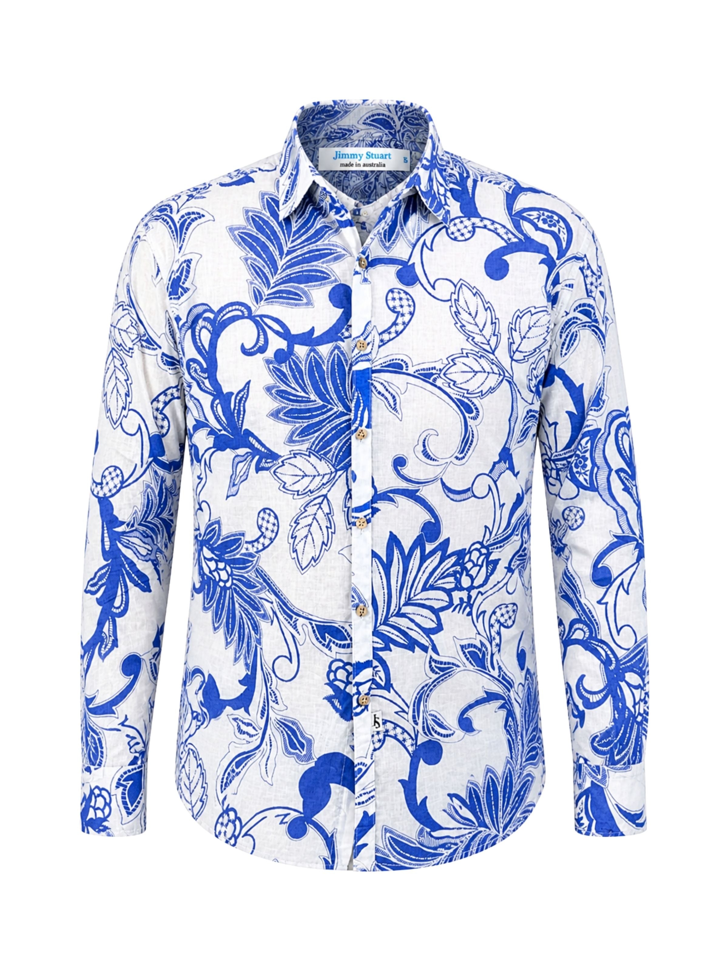 Fontana Floral Cotton Voile L/S Shirt - Blue