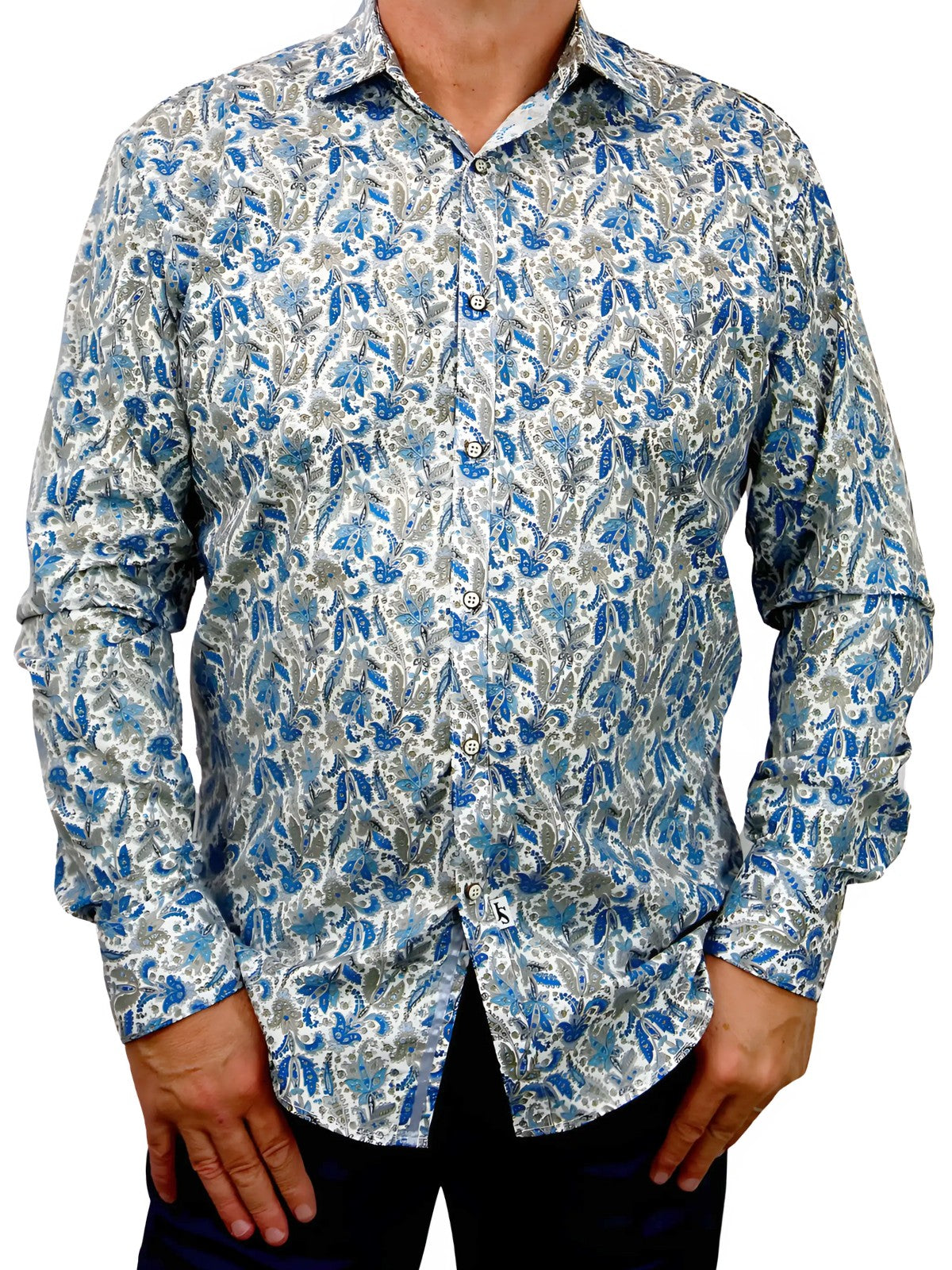 Freedom Paisley Cotton L/S Shirt - Blue