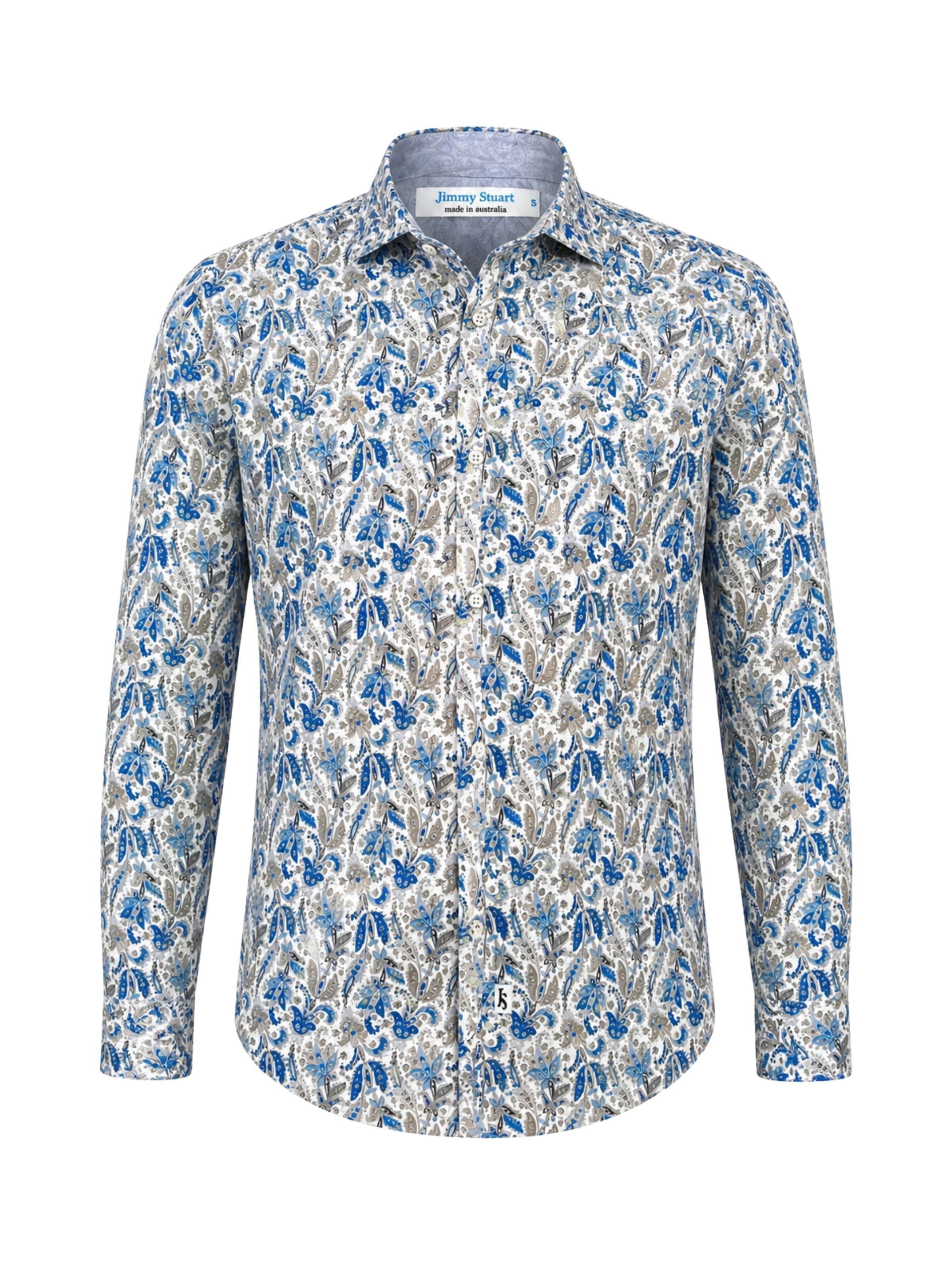 Freedom Paisley Cotton L/S Shirt - Blue