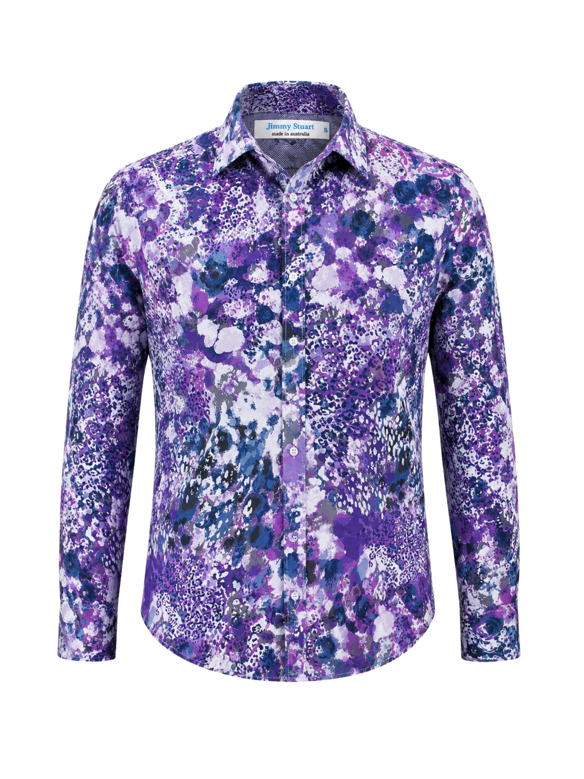Galaxy Reef Abstract Cotton L/S Shirt - Purple