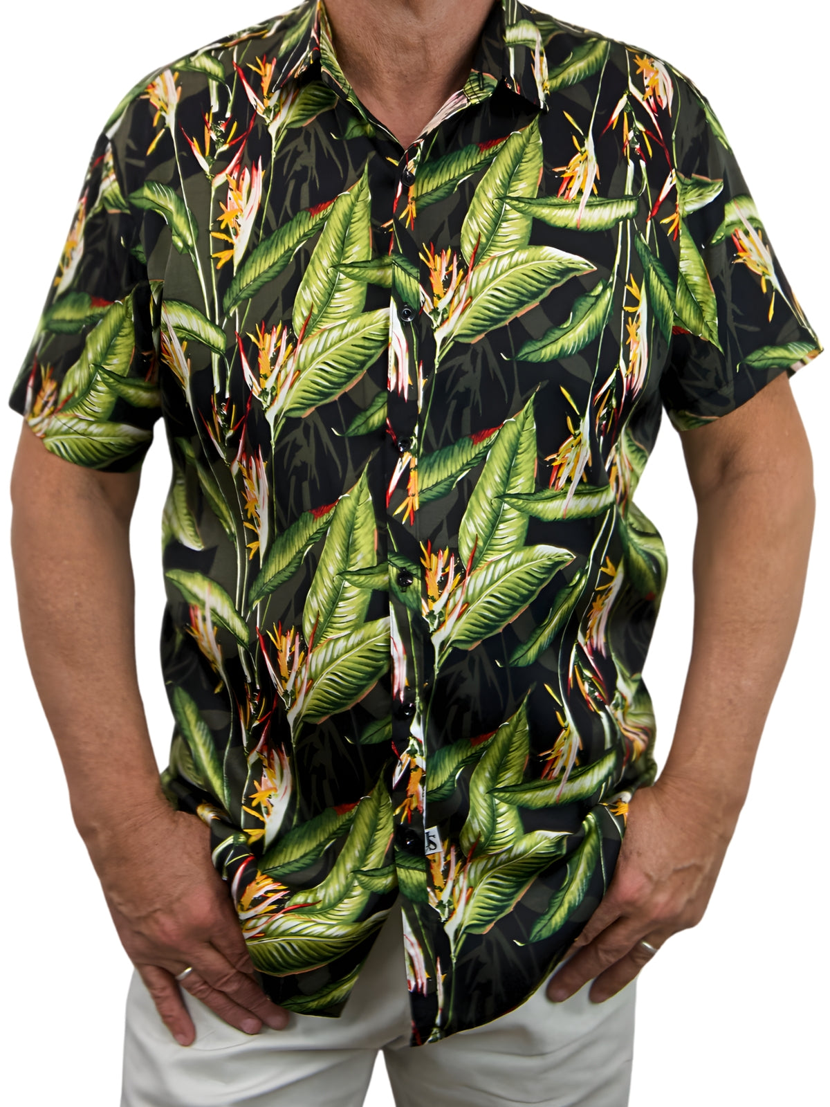 Garden Isle Floral Cotton S/S Shirt - Black