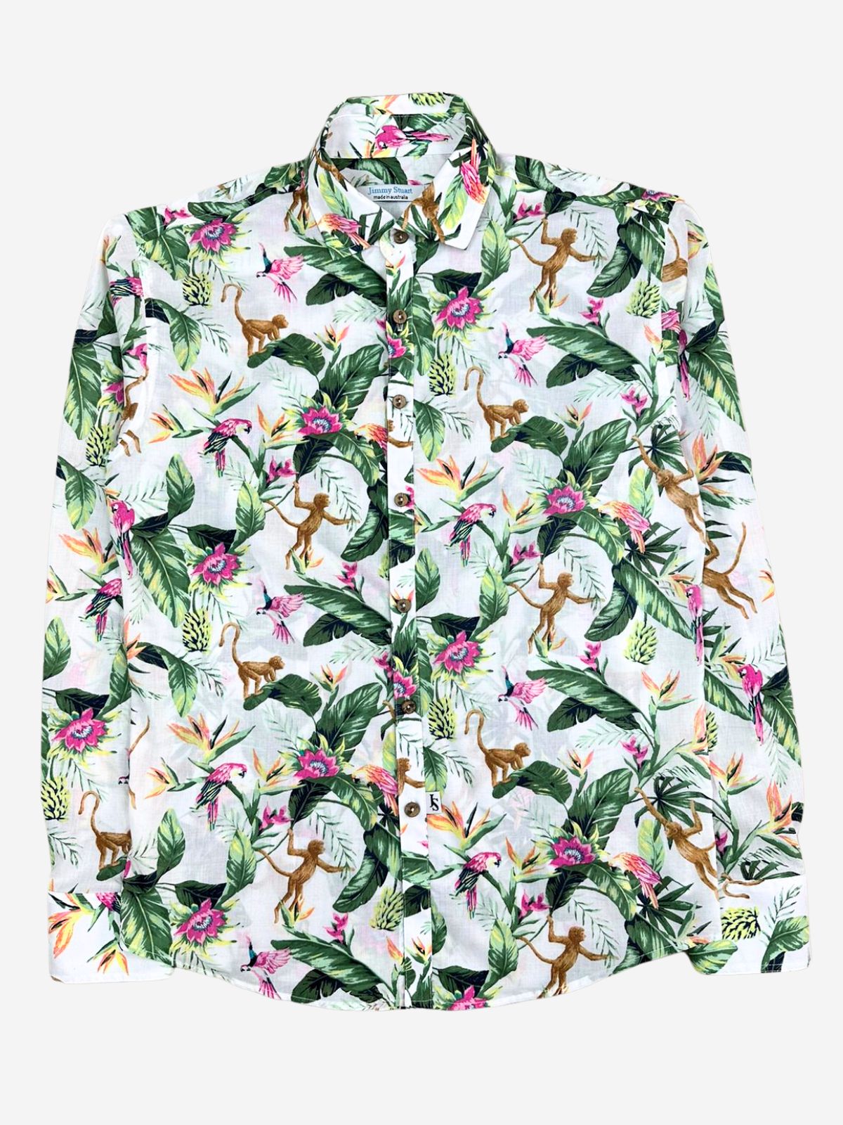 George Floral Cotton L/S Big Mens Shirt – Green