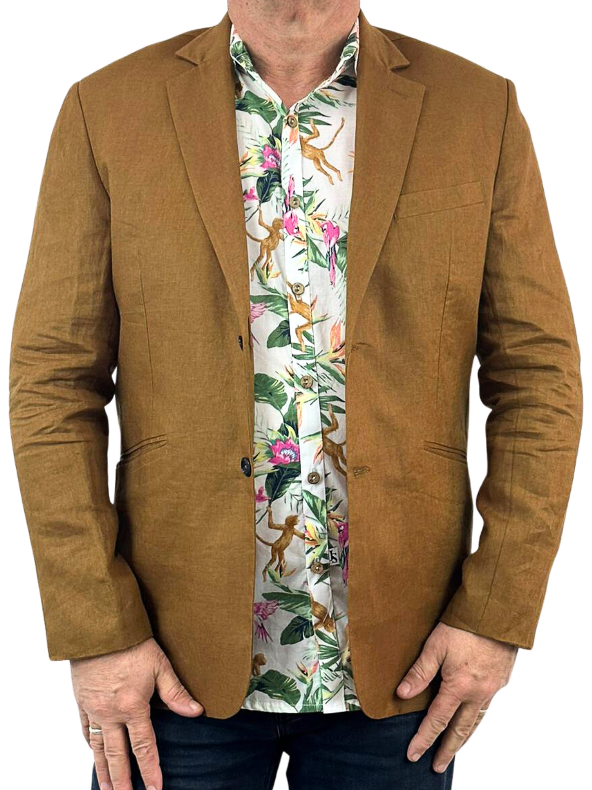 George Floral Cotton L/S Big Mens Shirt – Green