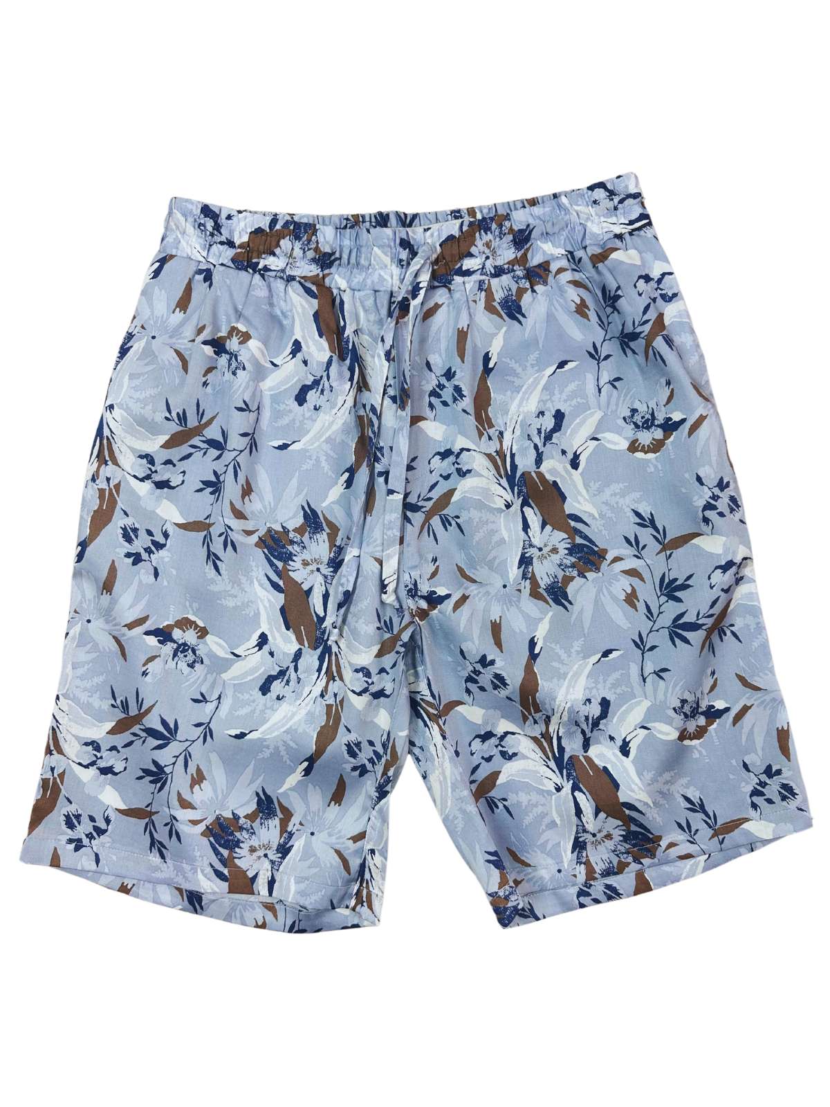 Glacier Floral Cotton Short - Blue/Brown