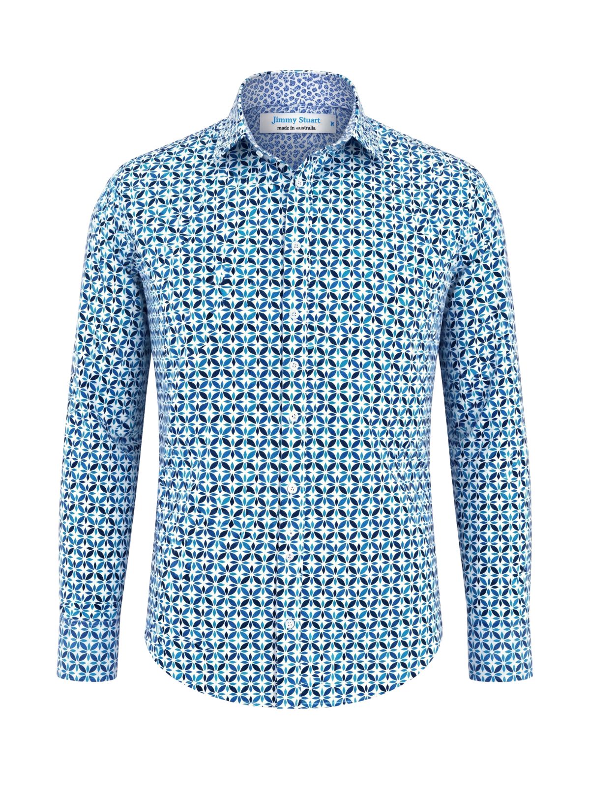 Helicopter Geometric Cotton L/S Shirt - Blue