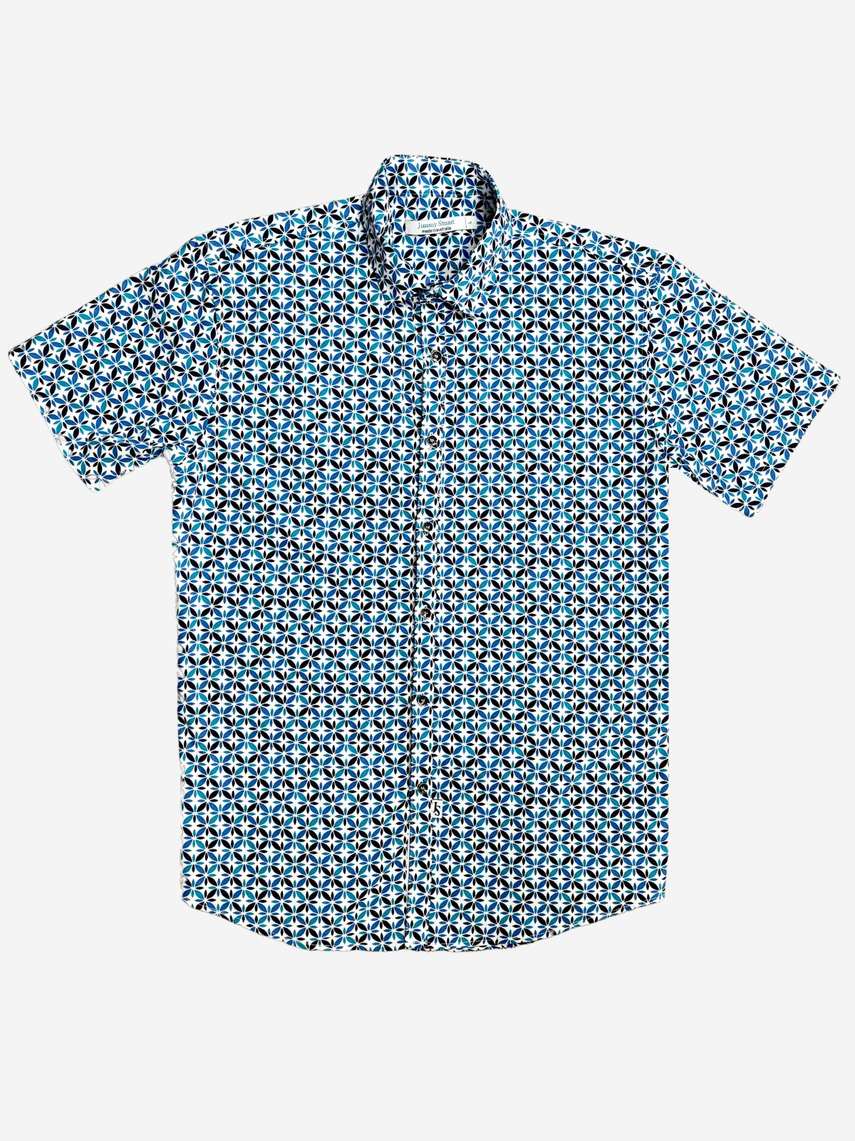 Helicopter Geometric Cotton S/S Shirt - Blue