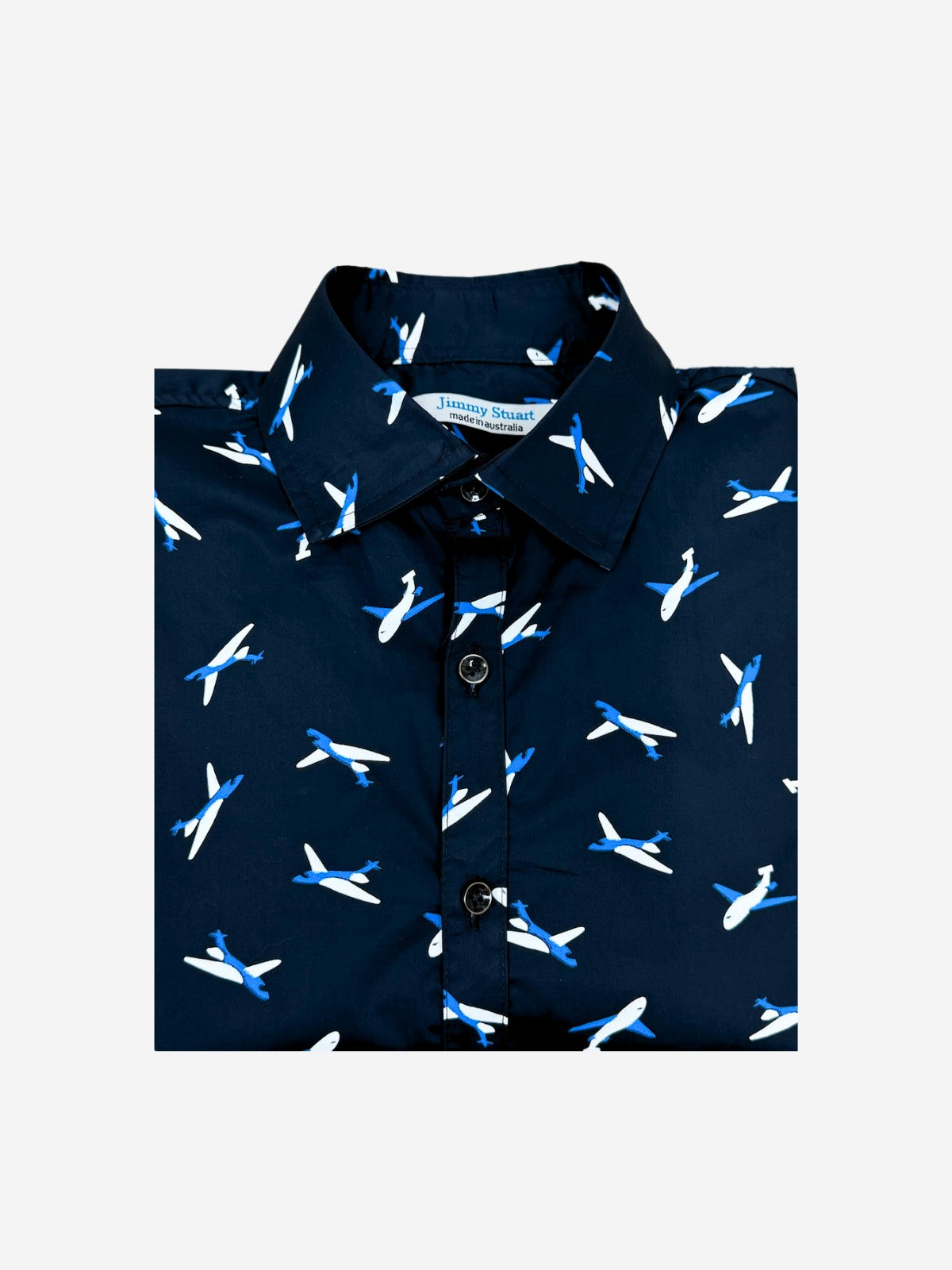 Aero Geometric Cotton S/S Shirt - Navy