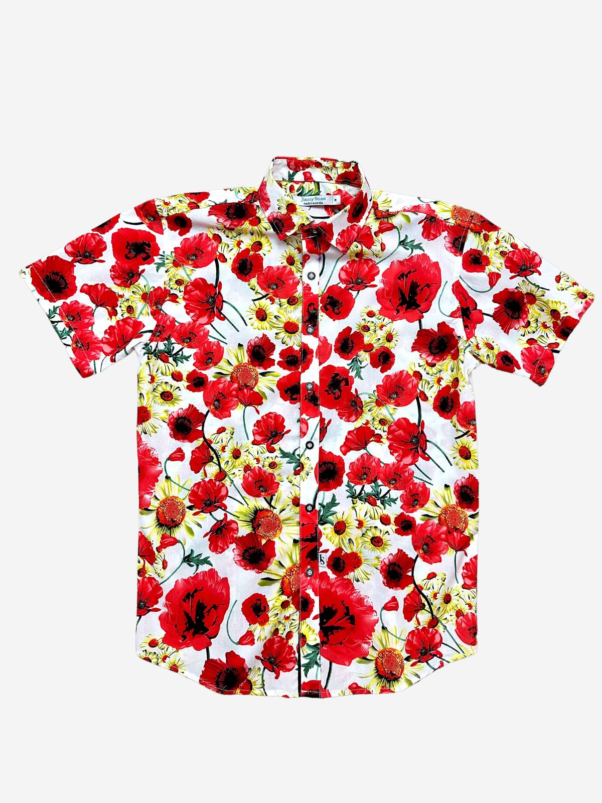 Heroine Floral Cotton S/S Big Mens Shirt - Red