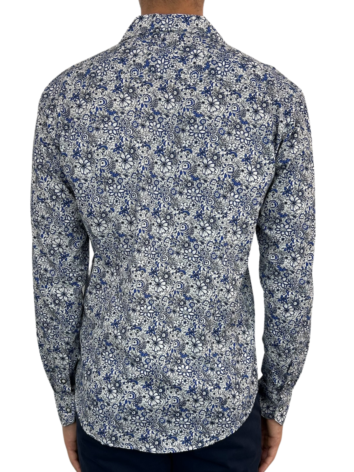Hyde Floral Cotton L/S Shirt - Blue