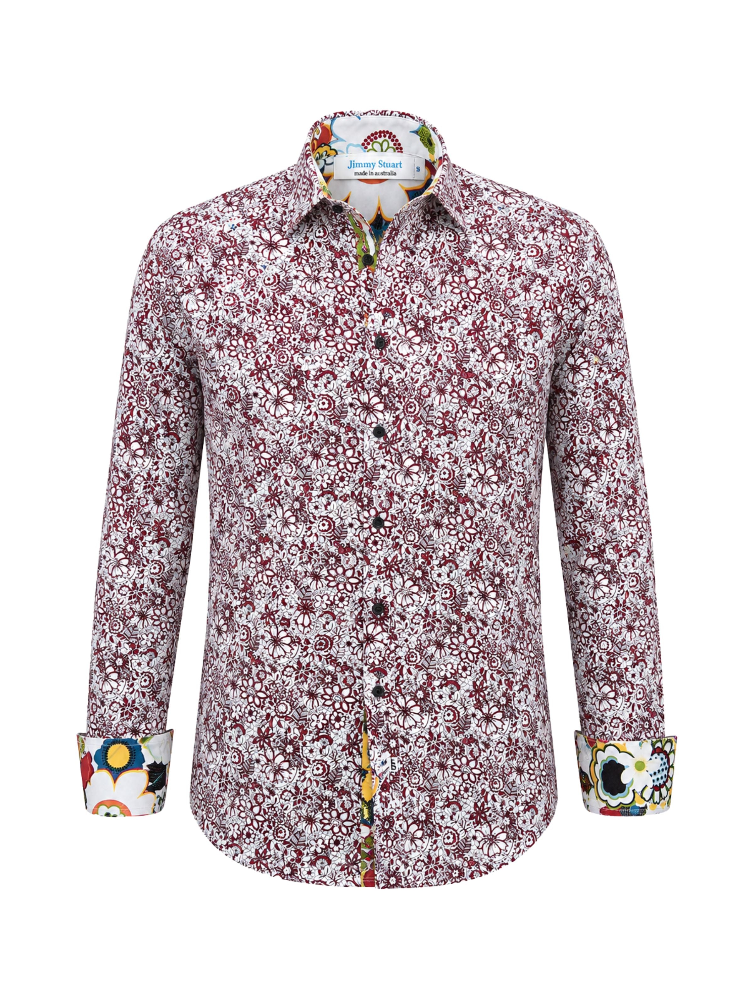 Hyde Floral Cotton L/S Shirt - Red