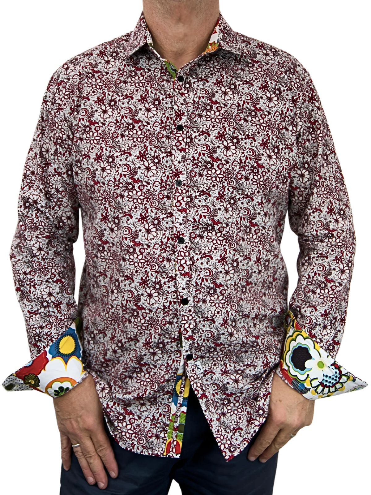 Hyde Floral Cotton L/S Shirt - Red