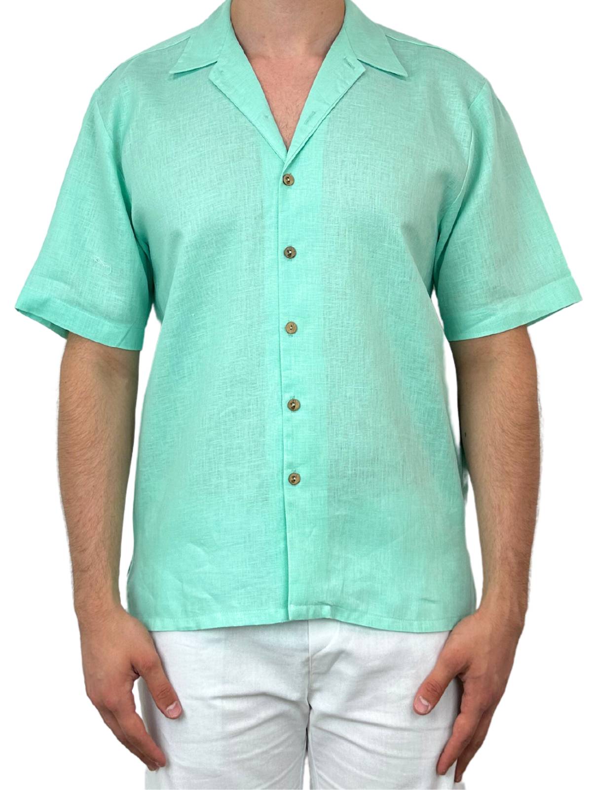 Byron Bay Ice Blue Linen S/S Big Mens Shirt