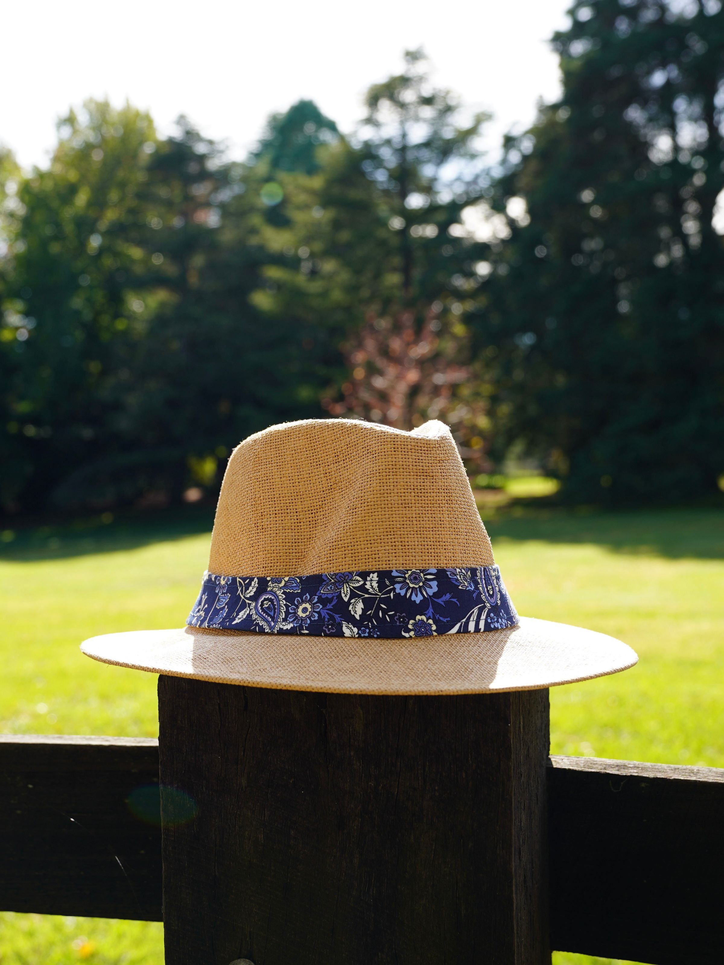 Indigo Navy Panama Hat - Natural