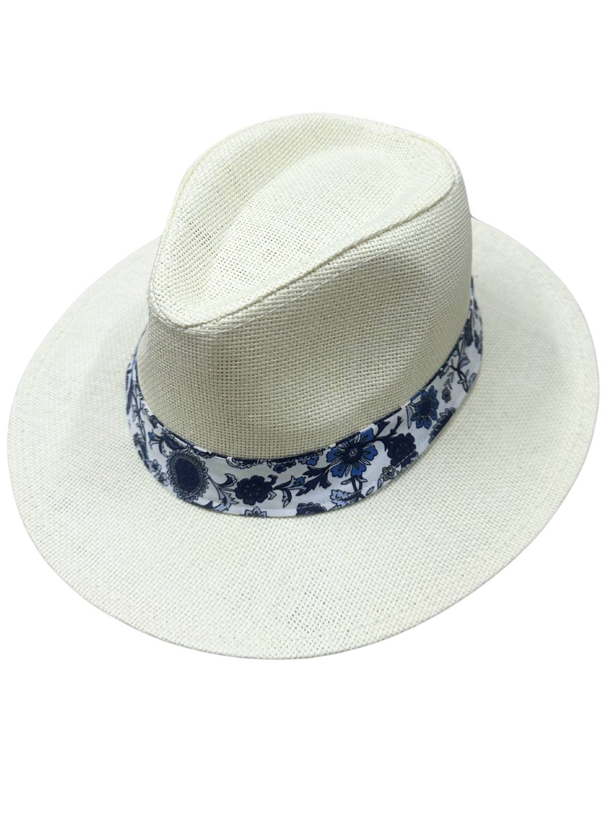 Indigo White Panama Hat - White