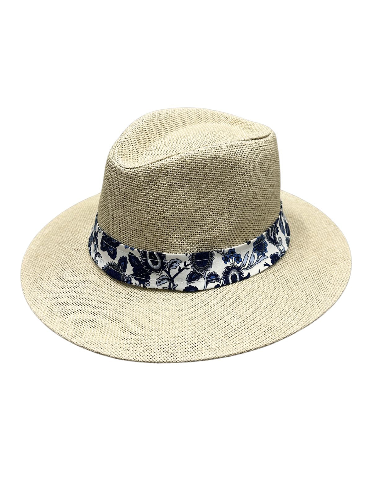 Indigo White Panama Hat - Natural