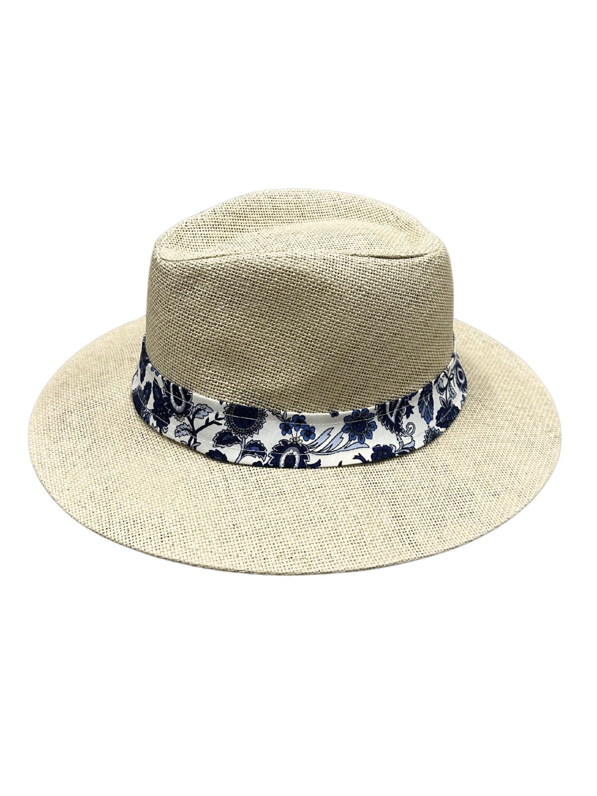 Indigo White Panama Hat - Natural