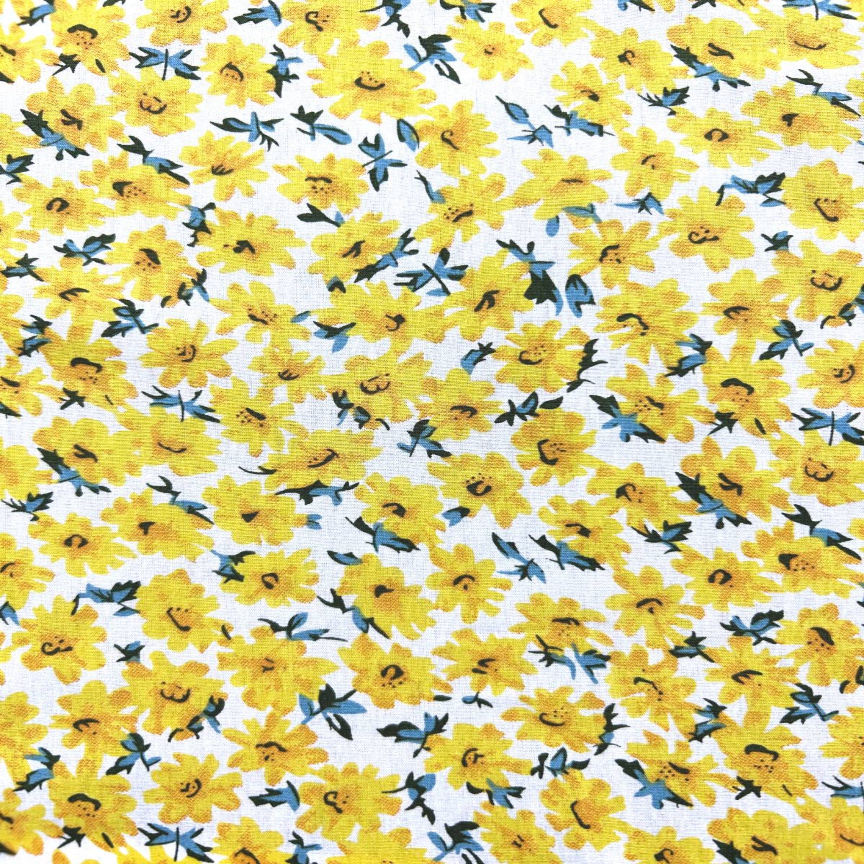 Iris Floral Cotton L/S Big Mens Shirt - Yellow