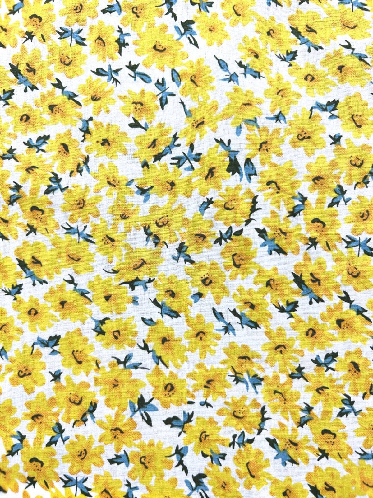 Iris Floral Cotton L/S Big Mens Shirt - Yellow