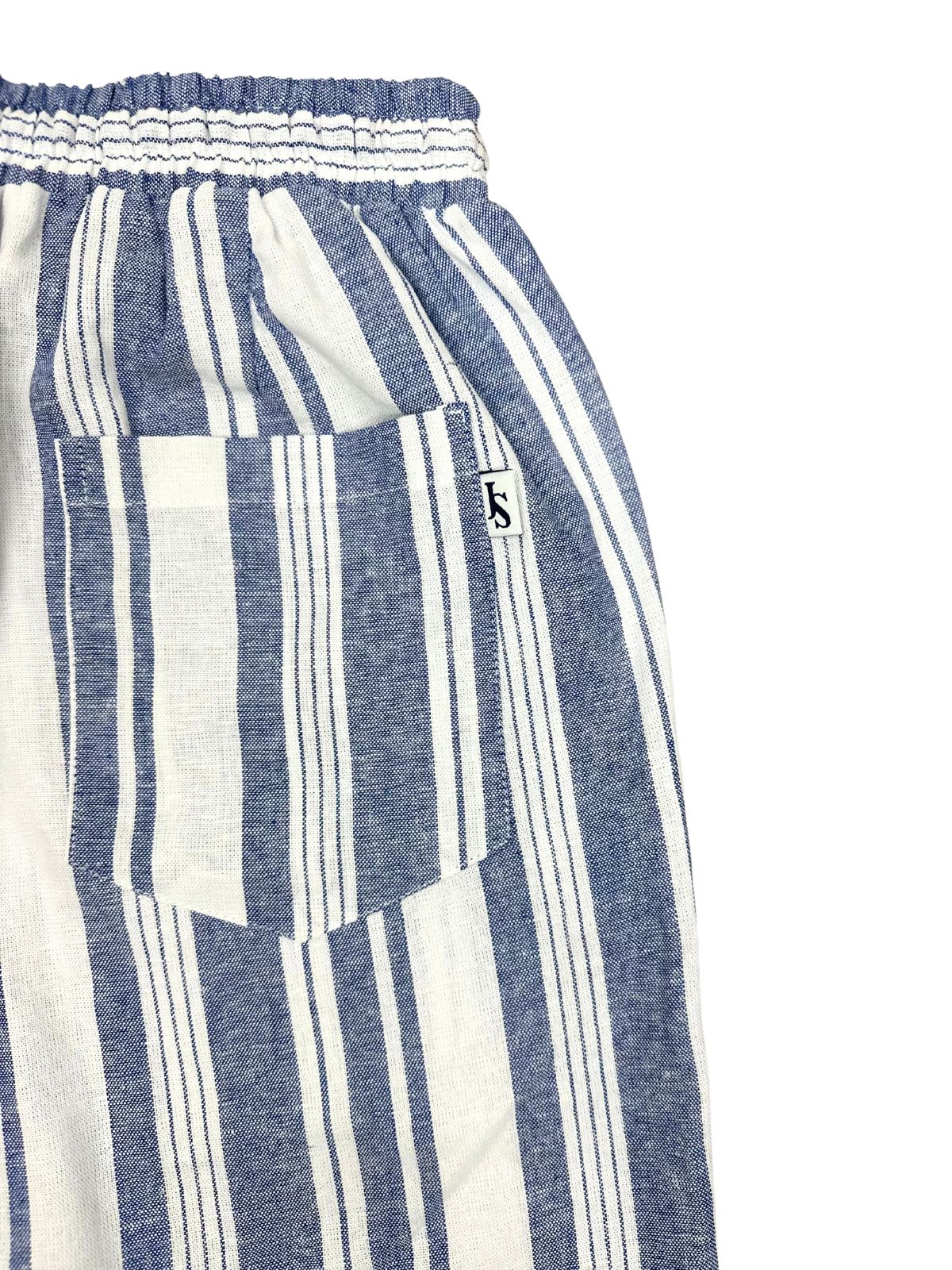 Josh Stripe Linen Short - Blue/White