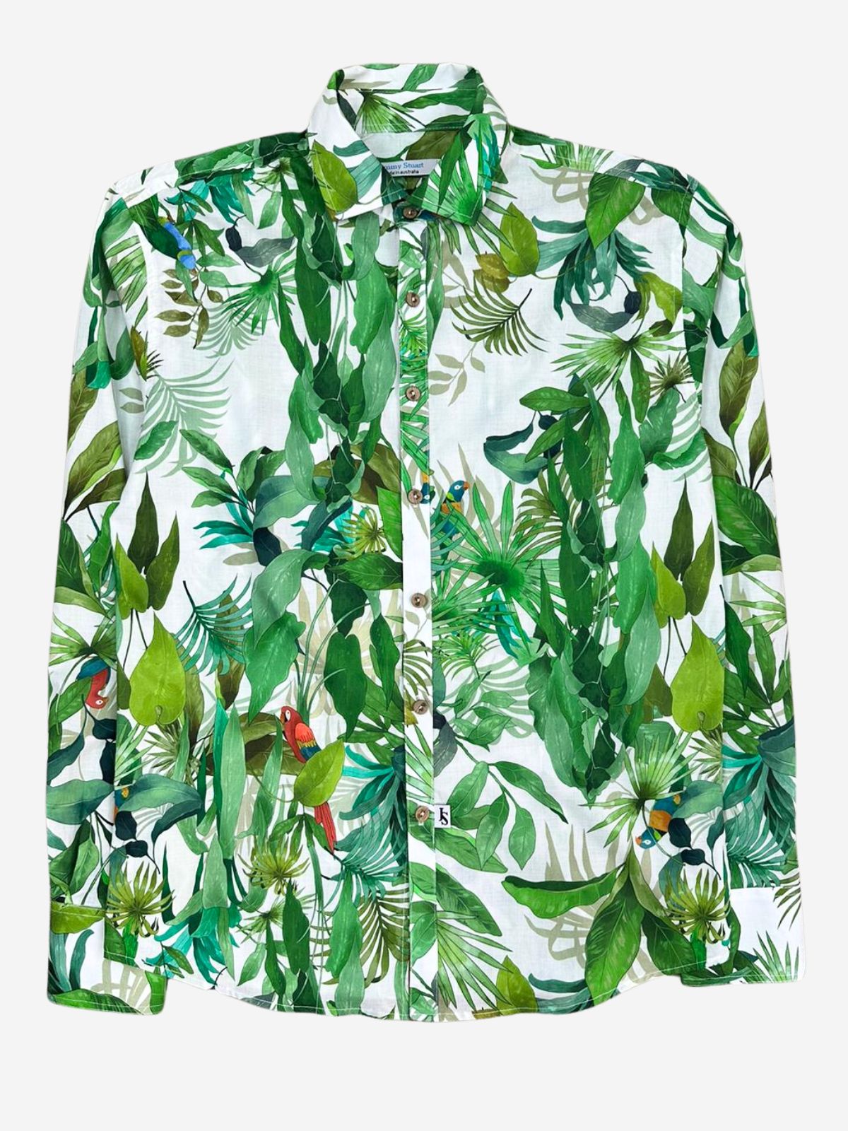 Kayapo Floral Cotton L/S Big Mens Shirt – Green