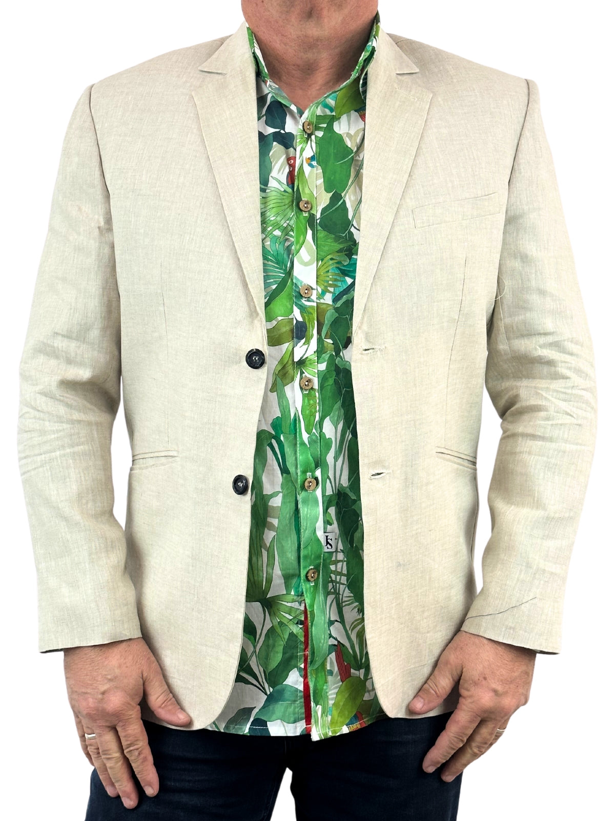 Kayapo Floral Cotton L/S Big Mens Shirt – Green