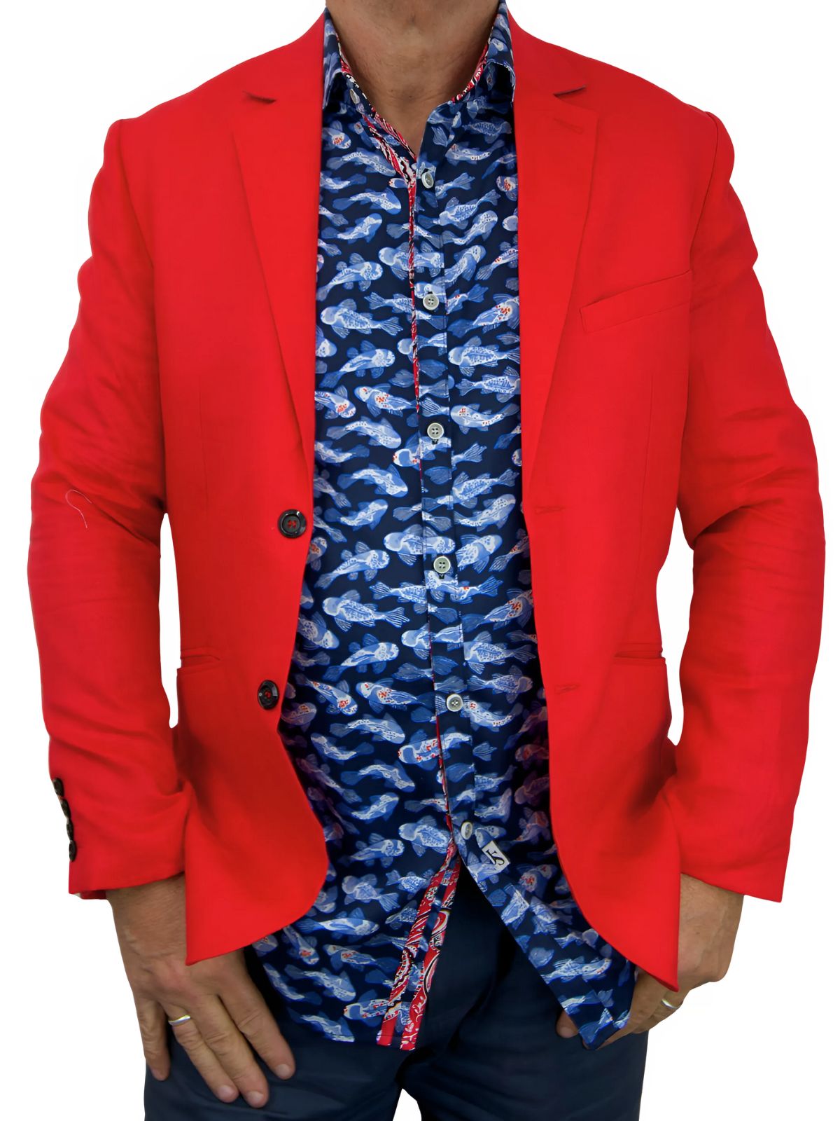 Koi Abstract Cotton L/S Shirt - Blue