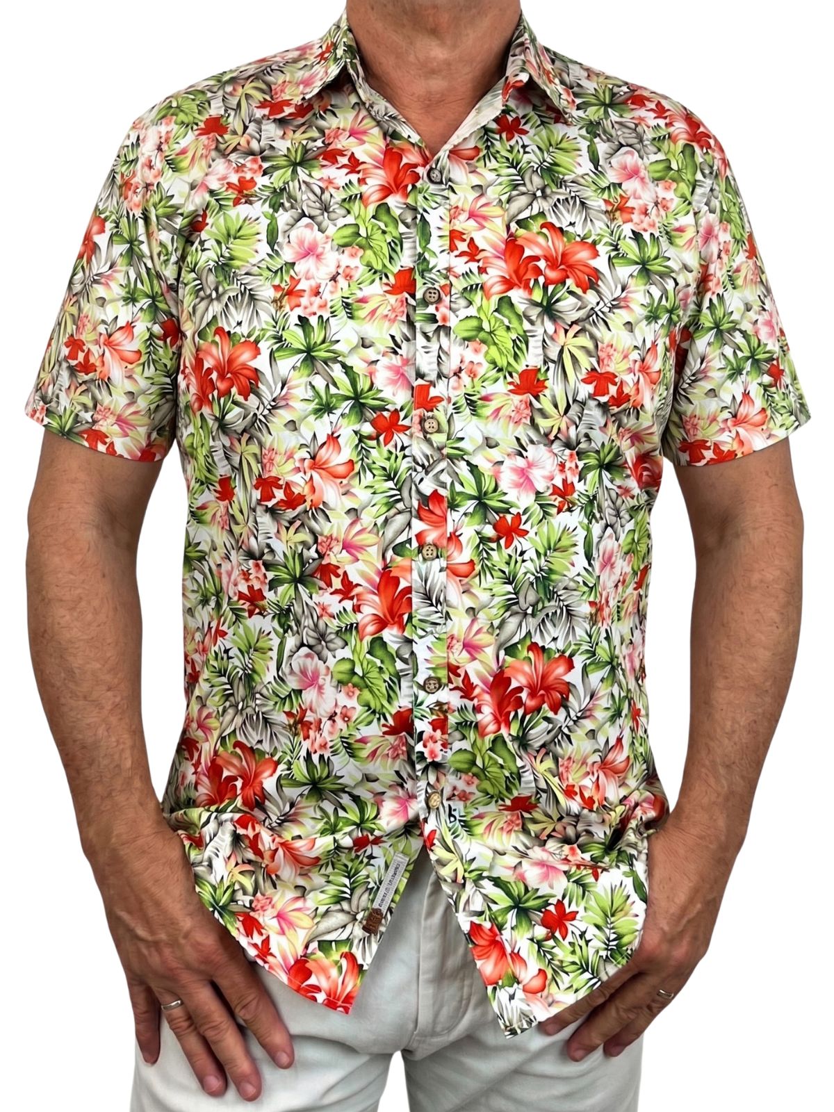 Kokomo Floral Cotton S/S Shirt - White