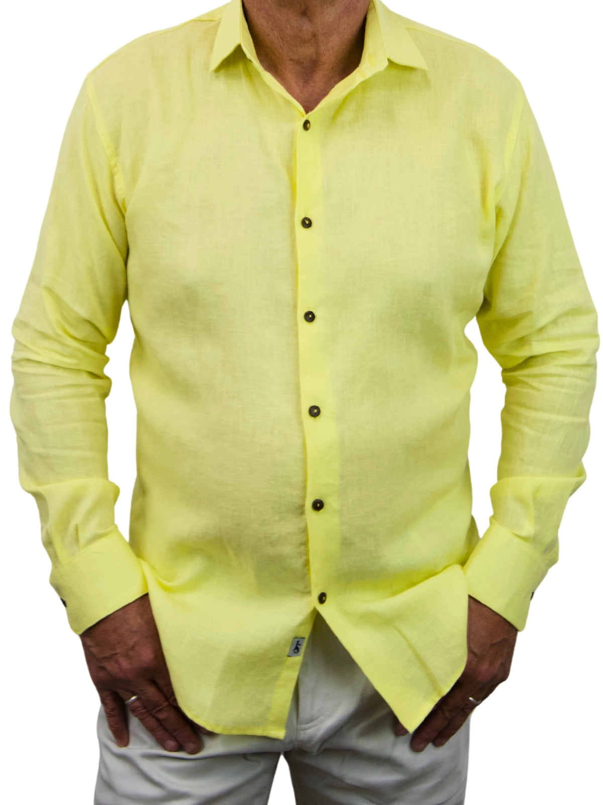 Byron Bay Linen Lemon L/S Shirt