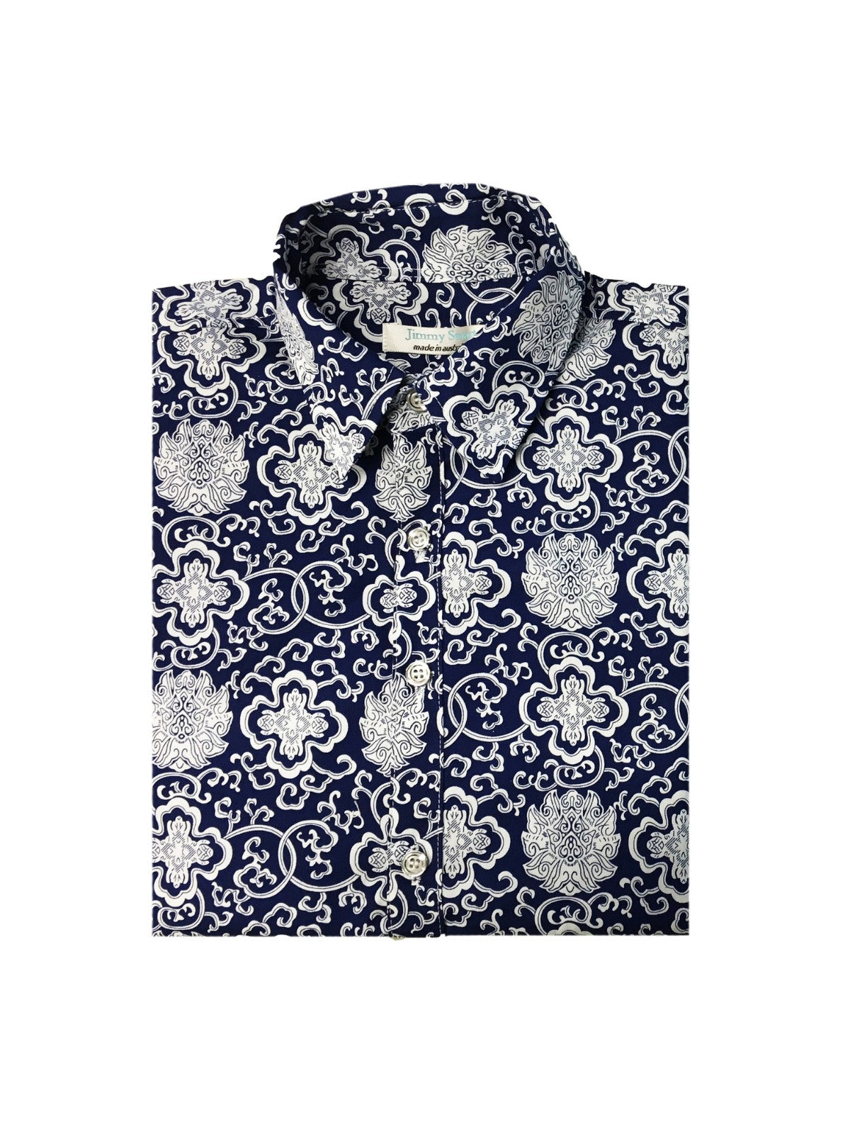 Lion Abstract Cotton Big Mens L/S Shirt - Navy