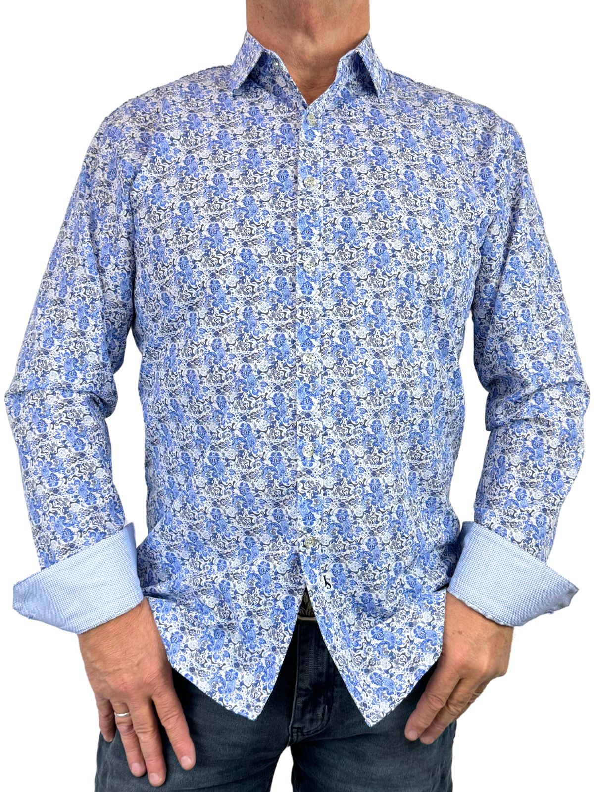 Loveshack Floral Cotton L/S Shirt - Blue