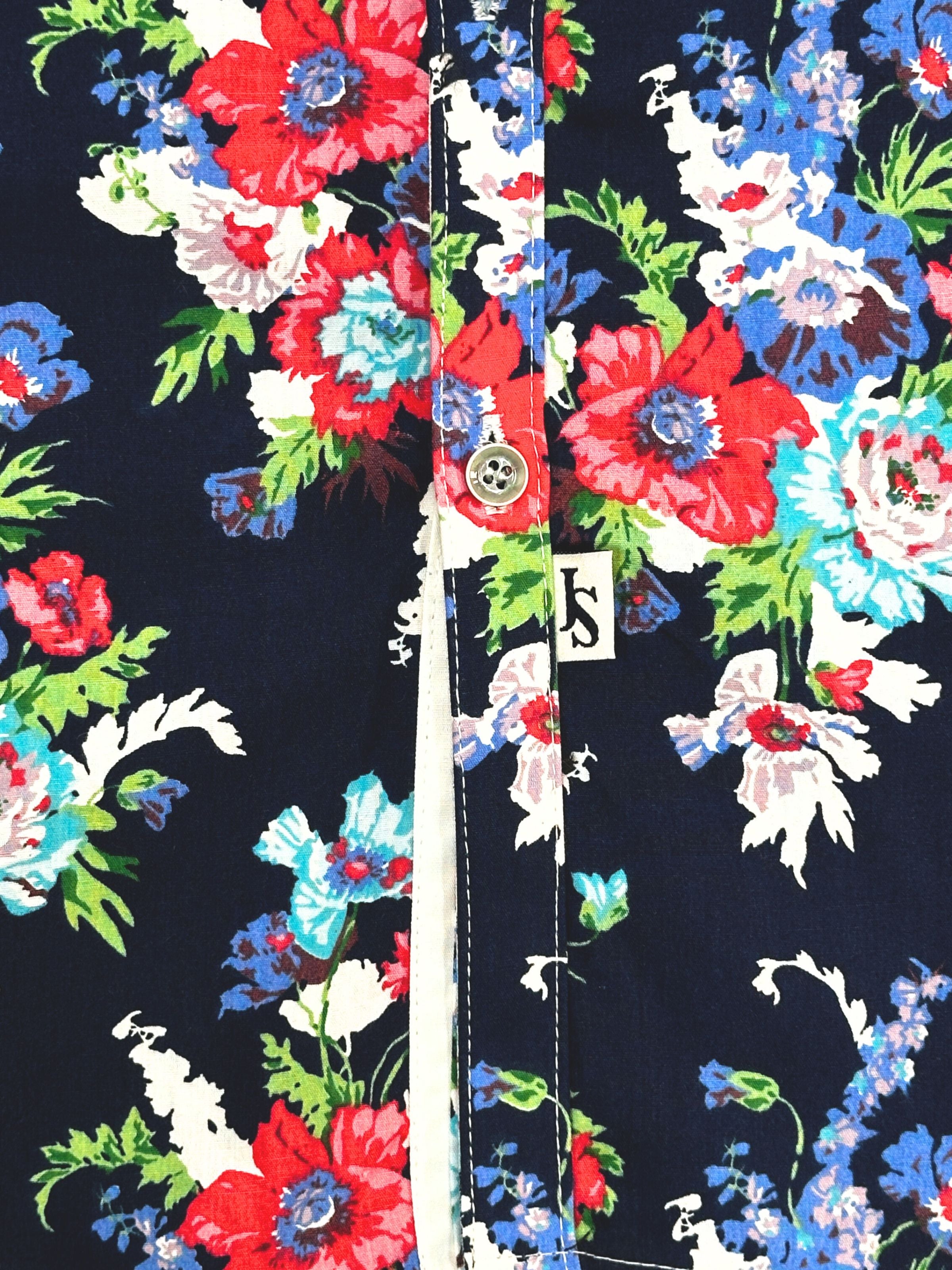 Maddie Floral Cotton L/S Shirt - Navy