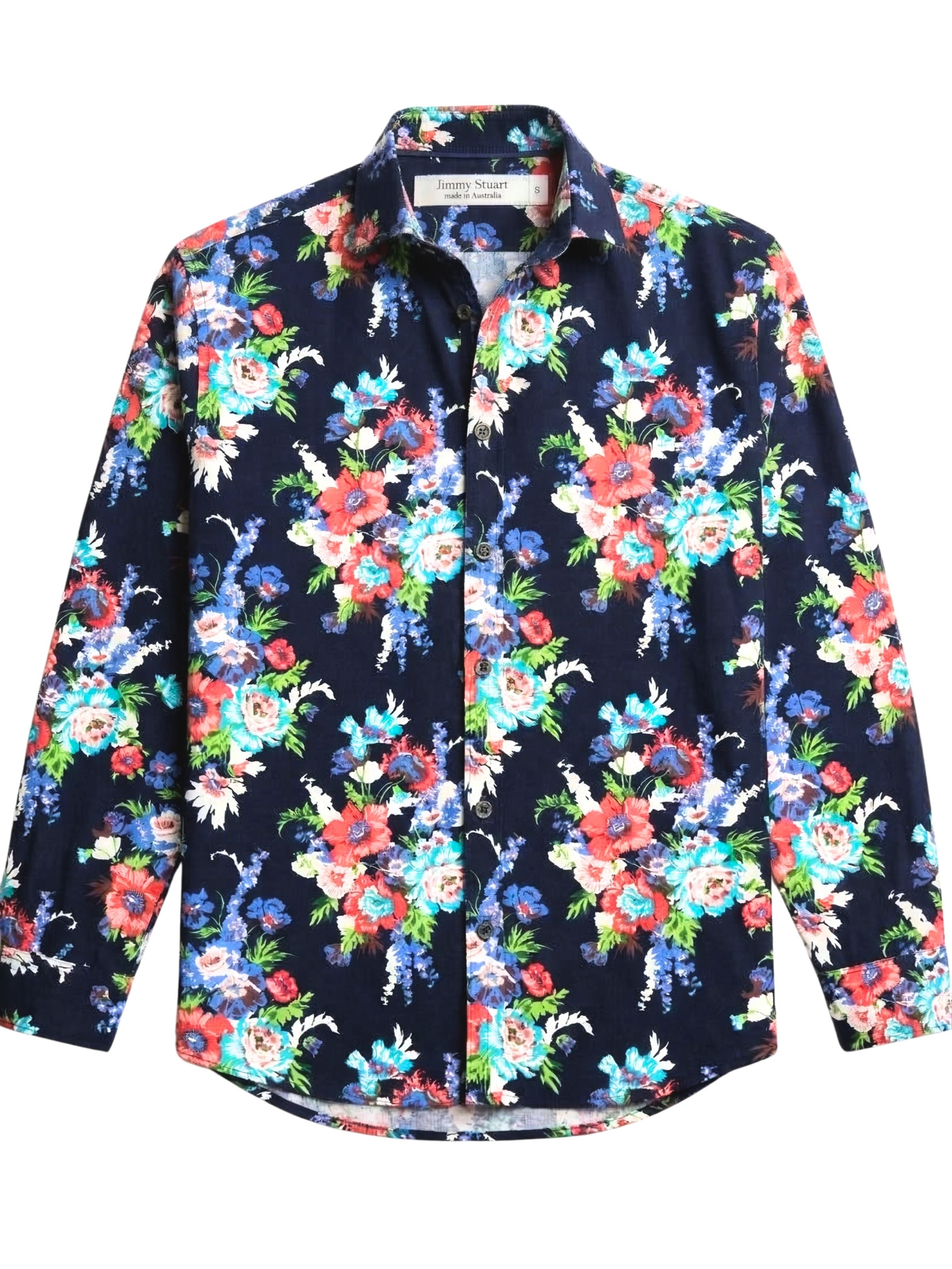 Maddie Floral Cotton L/S Shirt - Navy